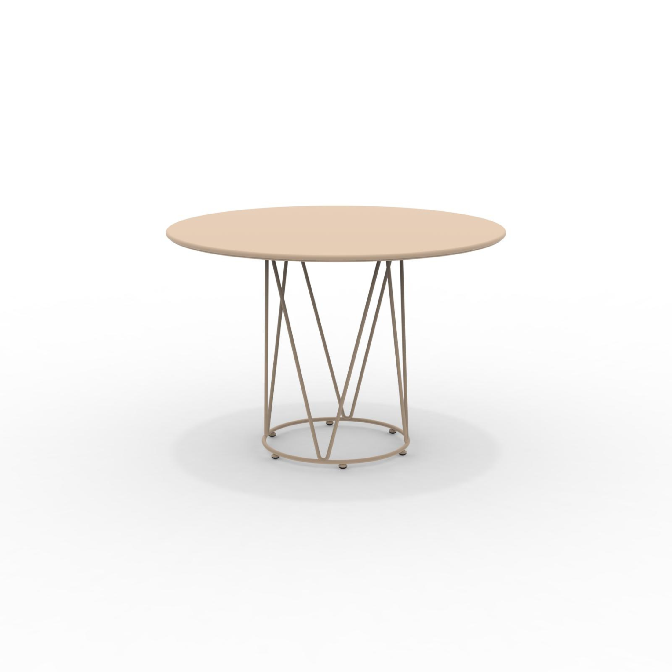 "Daisy6" round dismountable garden table in galvanized metal with pedestal