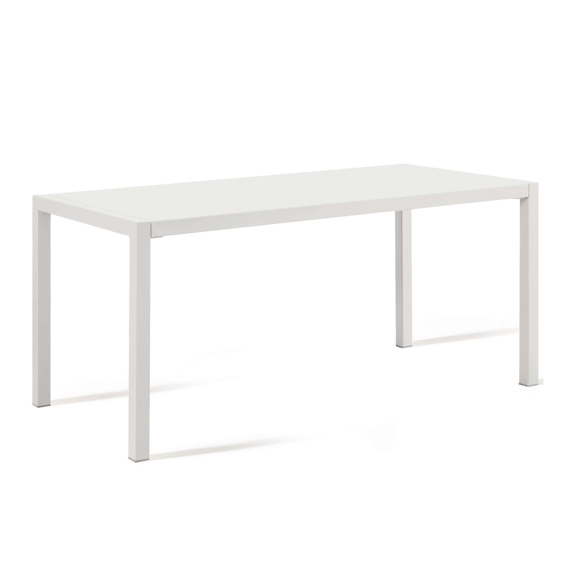 "Quatris" modern fixed rectangular metal garden table, stackable, 75 cm high.