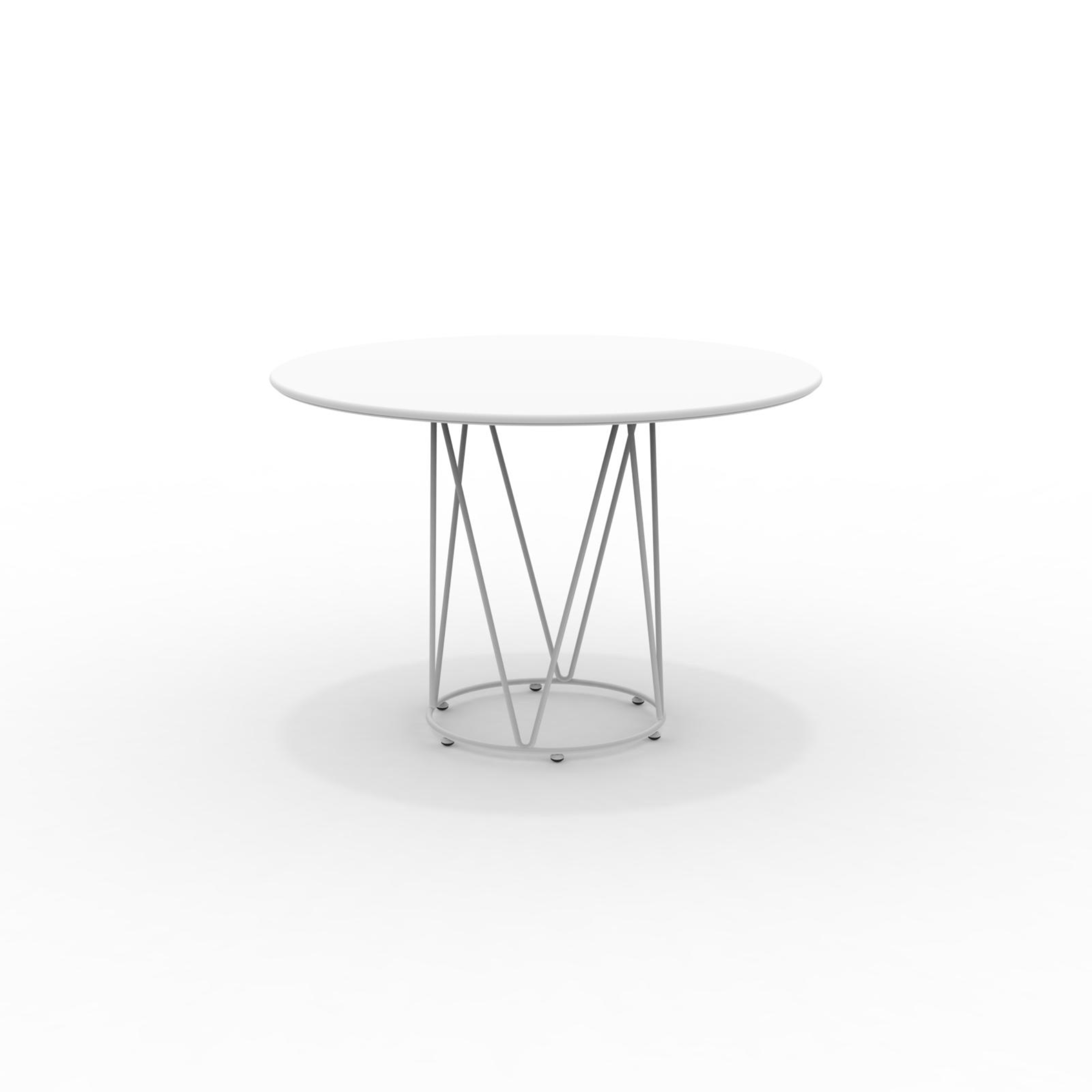 "Daisy6" round dismountable garden table in galvanized metal with pedestal