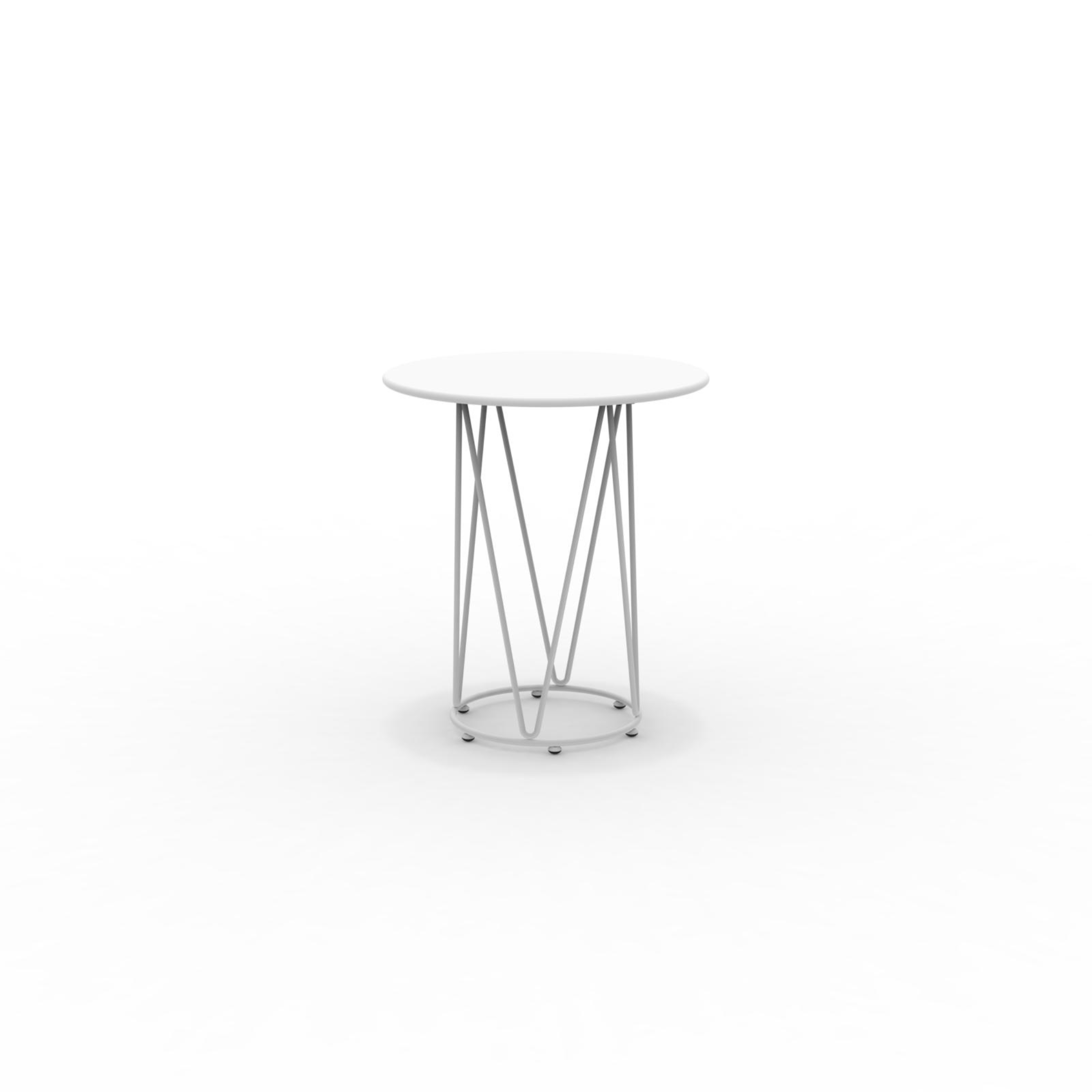 "Daisy6" round dismountable garden table in galvanized metal with pedestal
