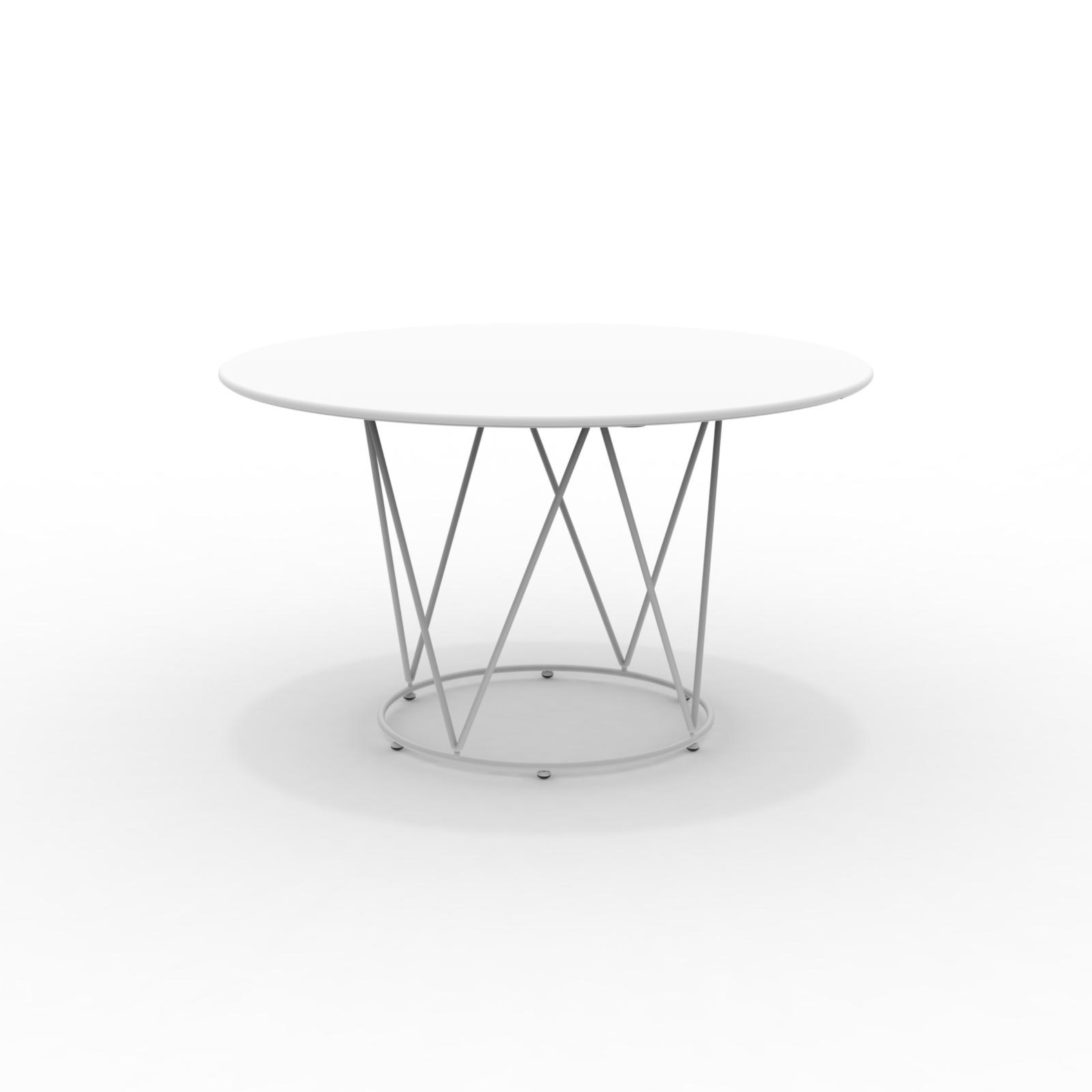 "Daisy6" round dismountable garden table in galvanized metal with pedestal