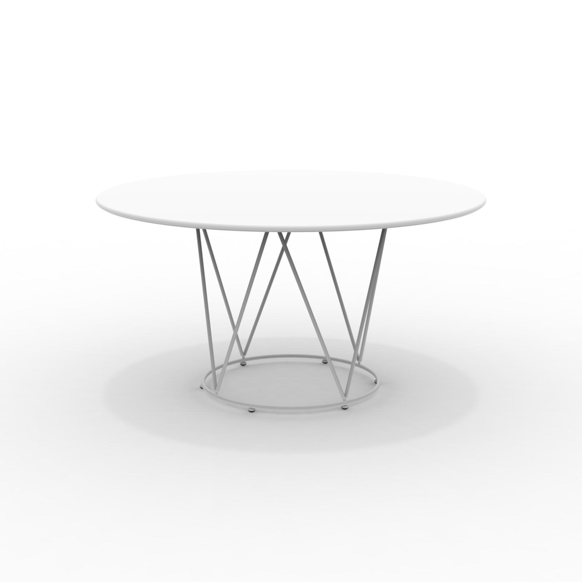 "Daisy6" round dismountable garden table in galvanized metal with pedestal