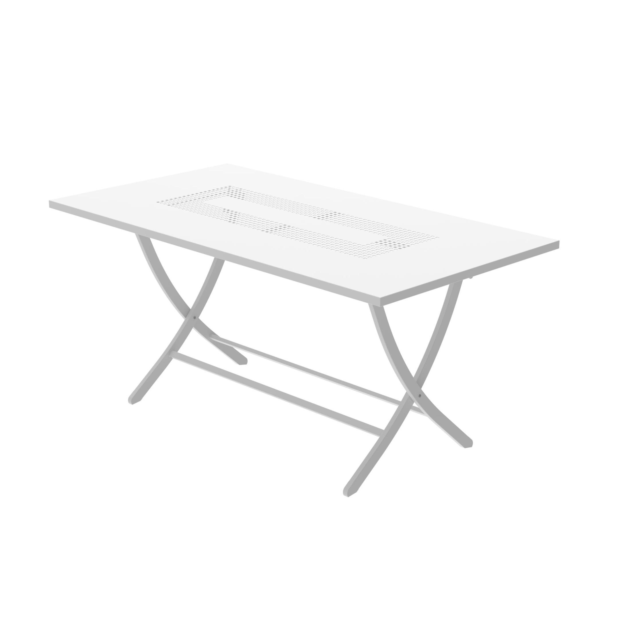 "Vegas" folding rectangular garden table in galvanized metal, 75 cm high.