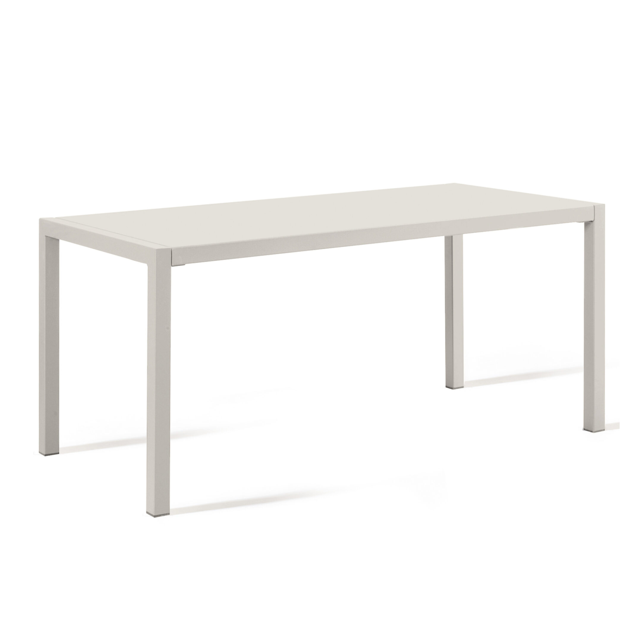 "Quatris" modern fixed rectangular metal garden table, stackable, 75 cm high.