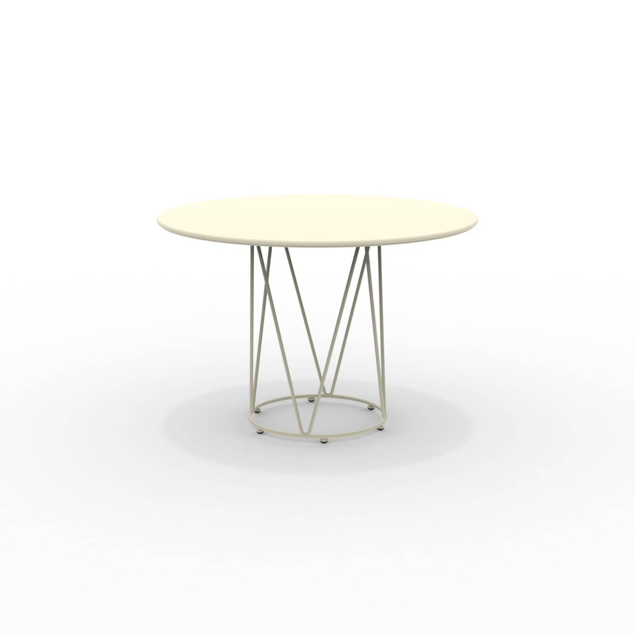 "Daisy6" round dismountable garden table in galvanized metal with pedestal