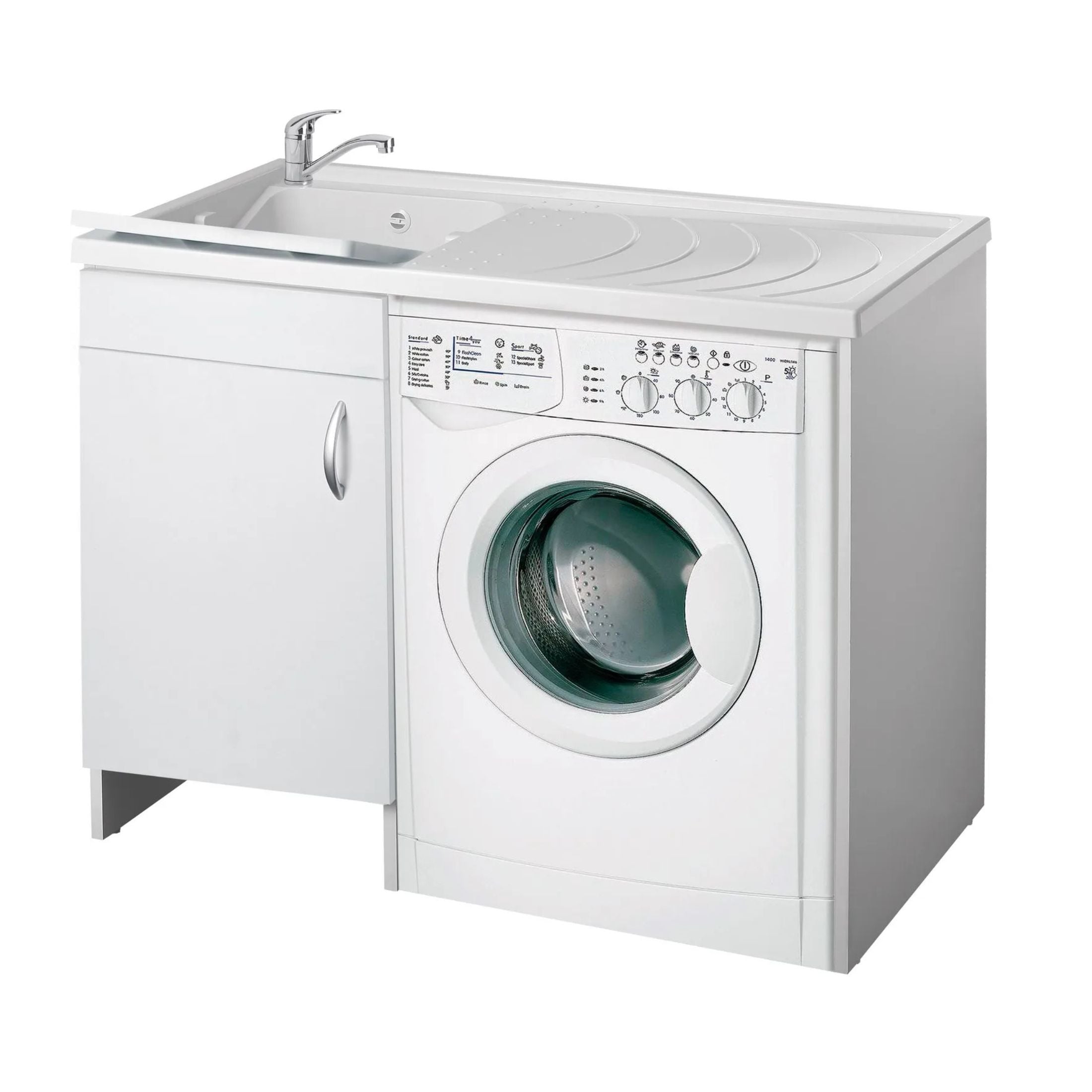 "Brio1" wooden washing machine cover for resin tub interior 109x60 cm 90h