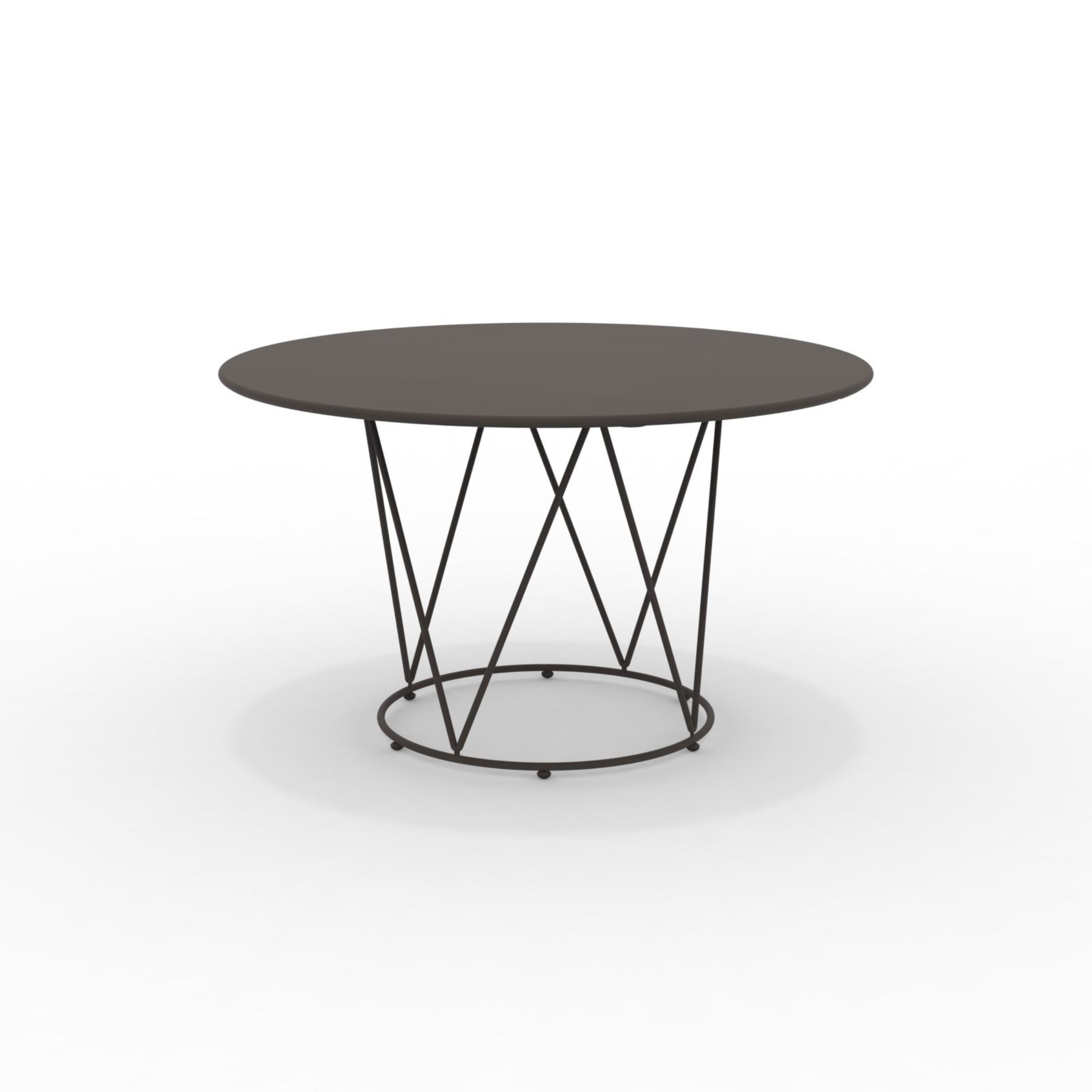 "Daisy6" round dismountable garden table in galvanized metal with pedestal