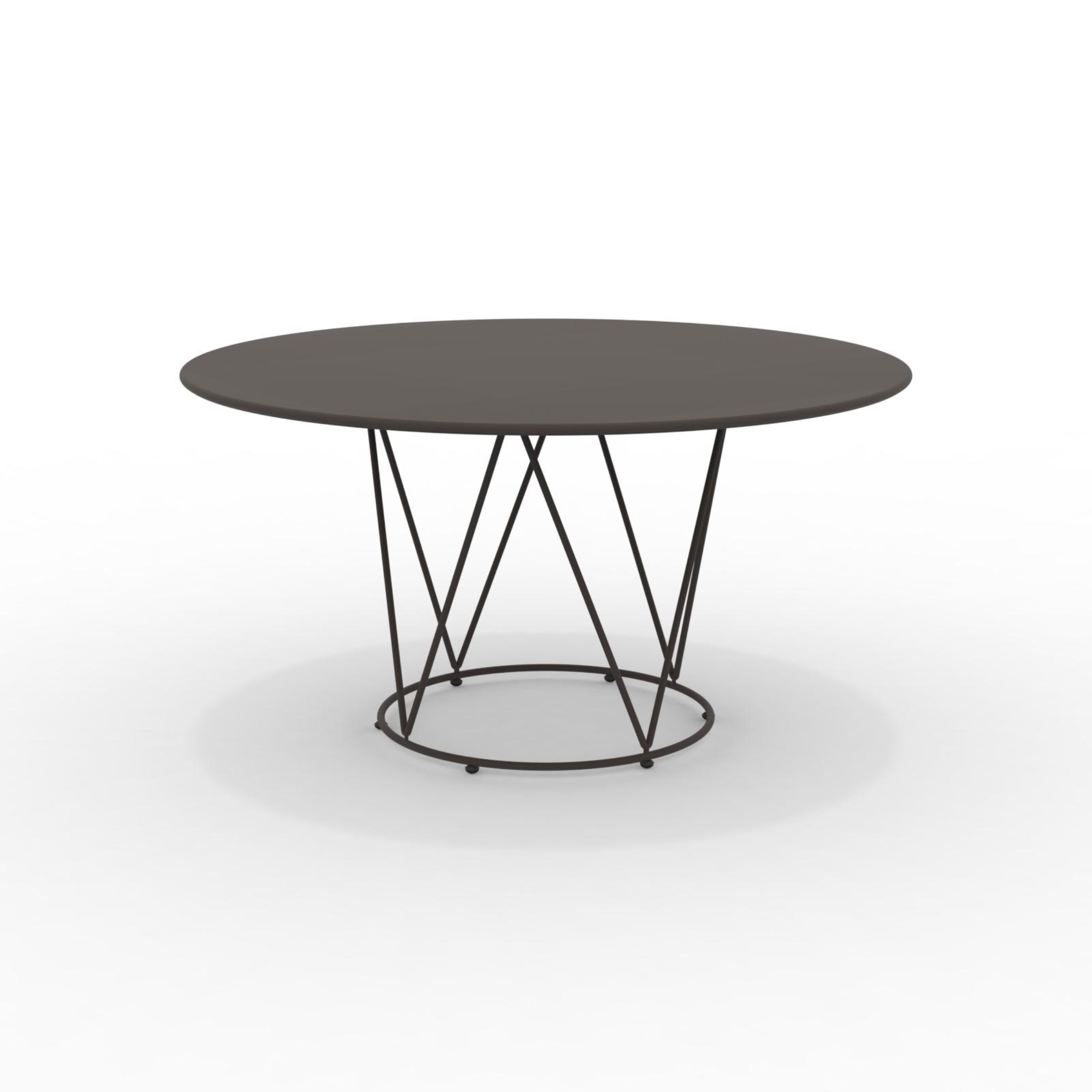"Daisy6" round dismountable garden table in galvanized metal with pedestal