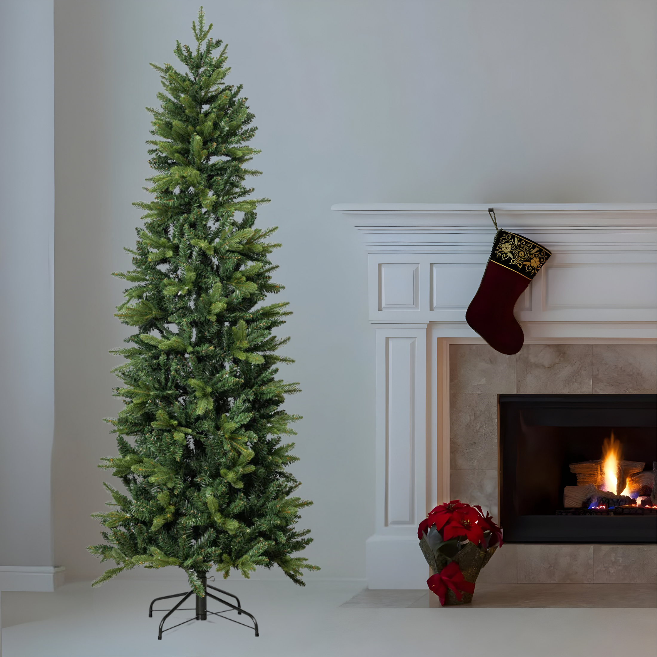 Slim "Bruma" Christmas tree with Real Touch PE + PVC effect of the highest quality