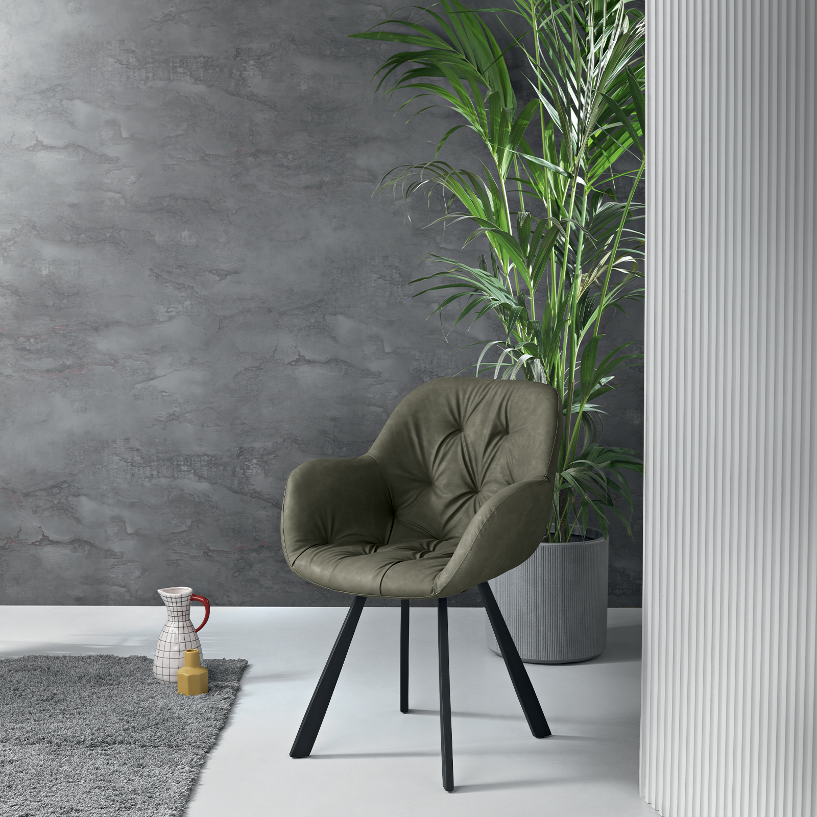 Set of modern "Town" soft touch eco-leather upholstered chairs for living room, 66x65 cm, 85 cm high