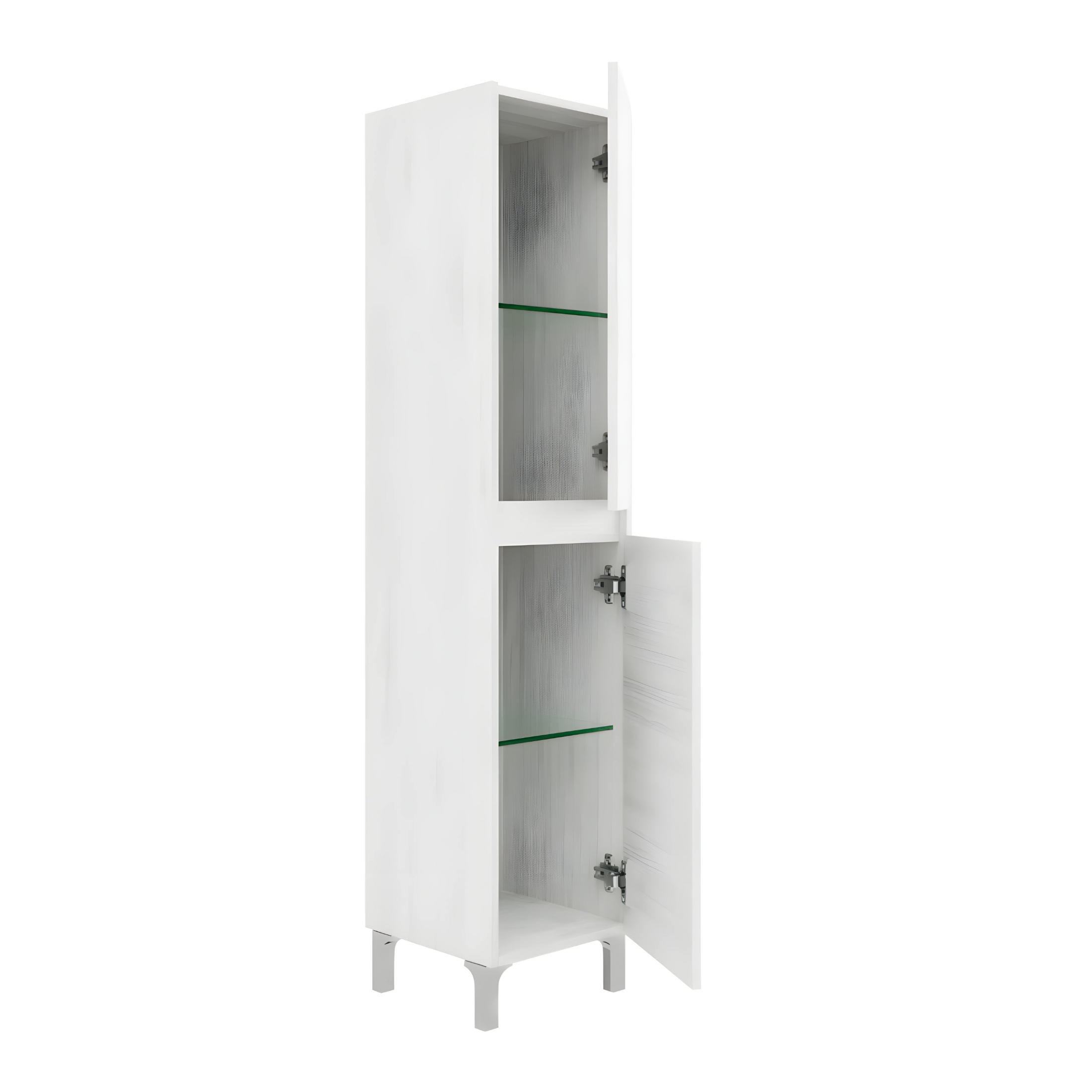 "Elorin" floor-standing bathroom column with 2 doors and glass shelves, 36x34 cm, 150 cm high