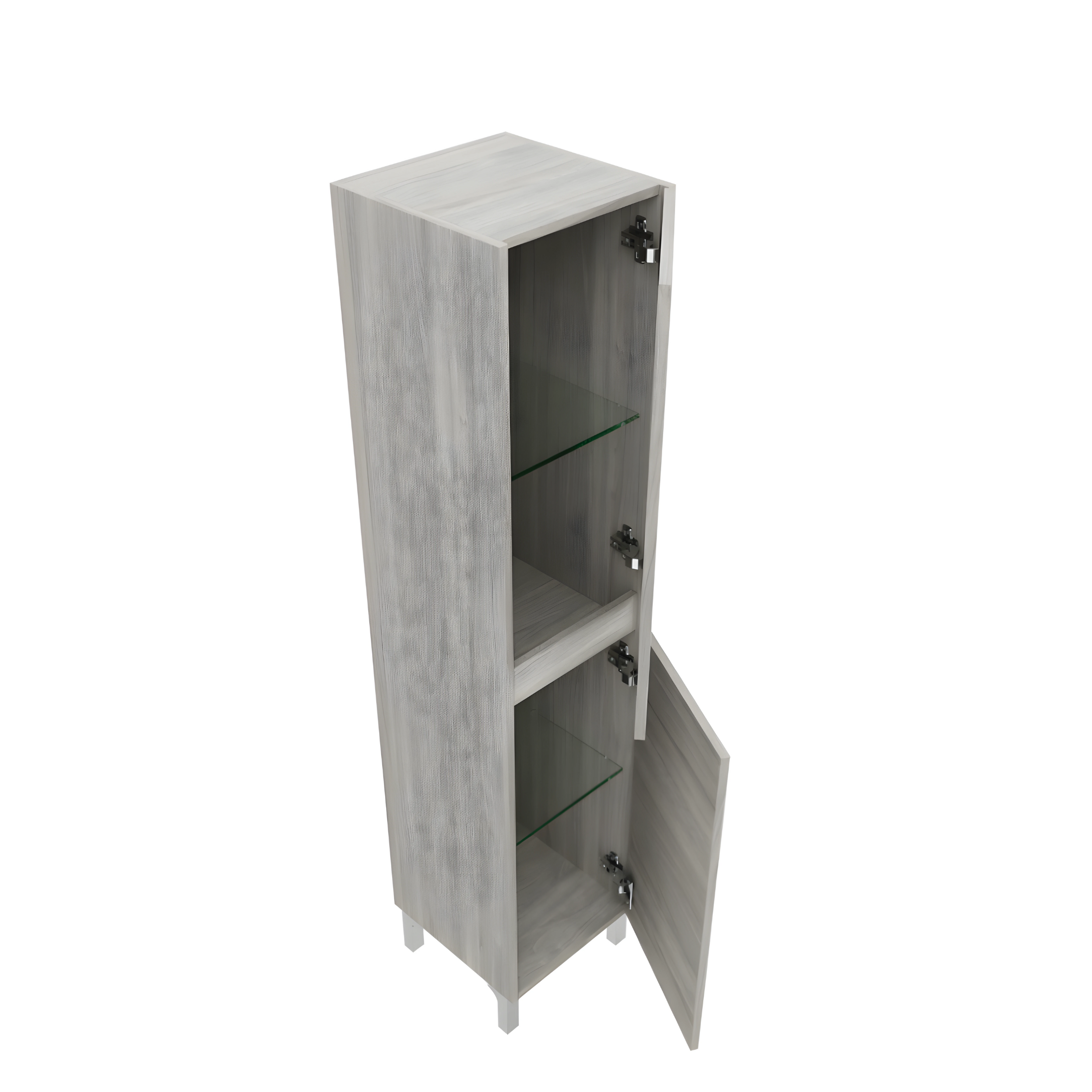 "Elorin" floor-standing bathroom column with 2 doors and glass shelves, 36x34 cm, 150 cm high