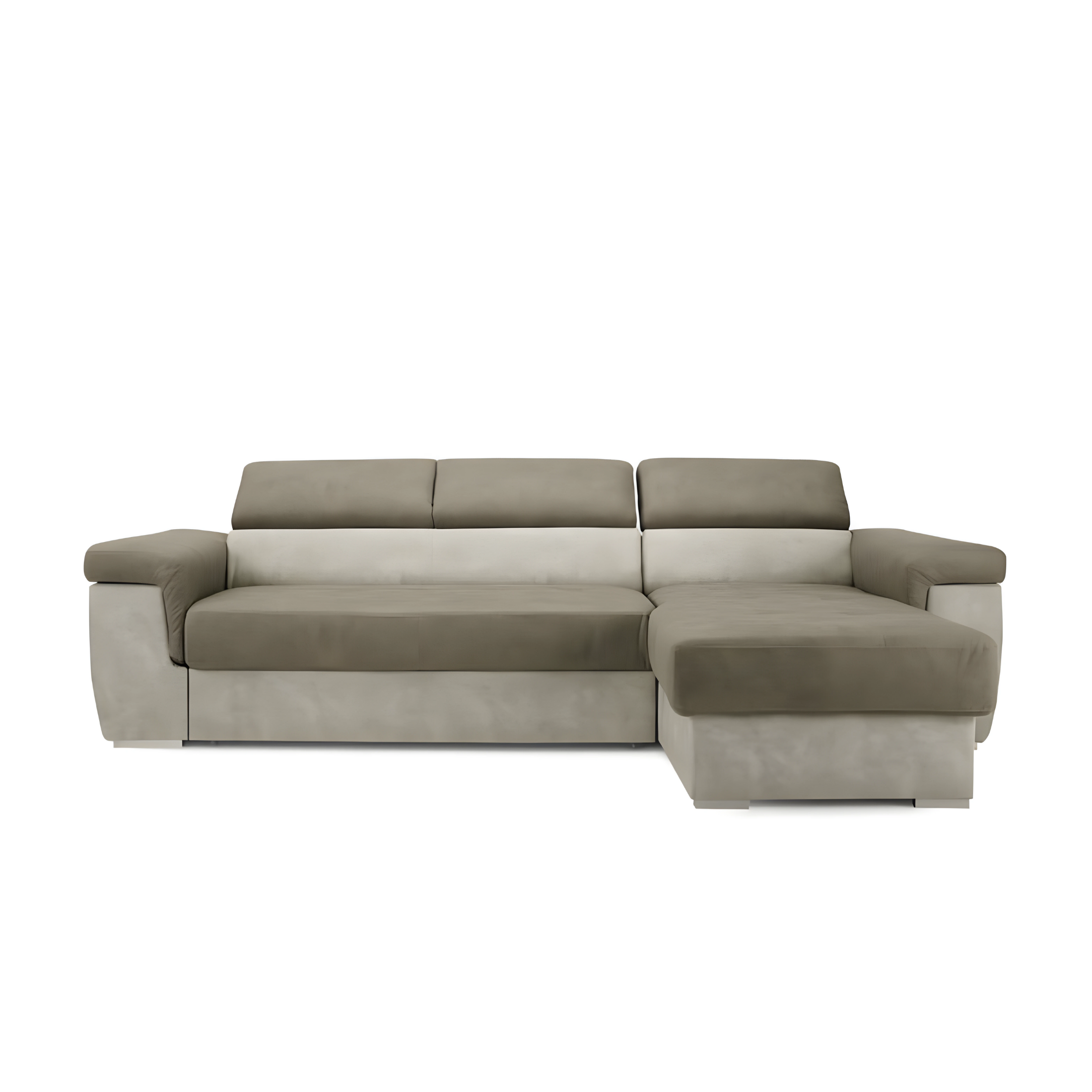 "Mousse" nubuck corner sofa with adjustable headrests and pull-out bed