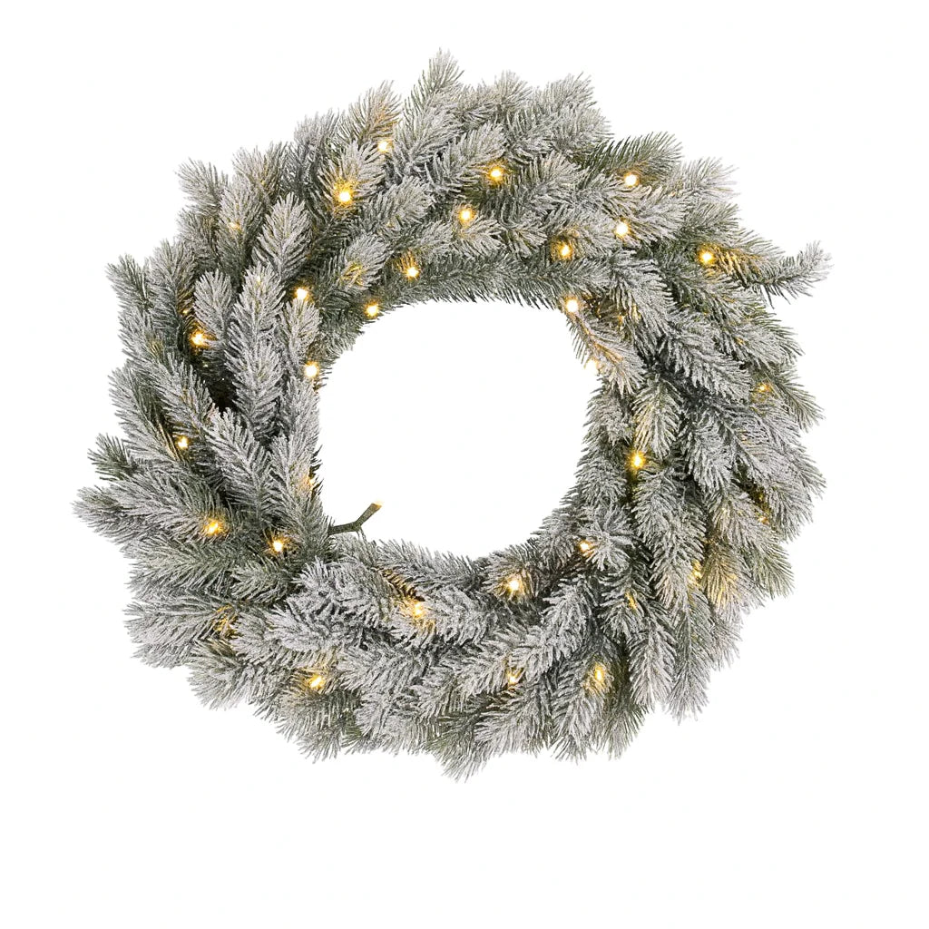 Snowy "Wreath" wreath in PE Real Touch effect Ø 50 cm with integrated LEDs