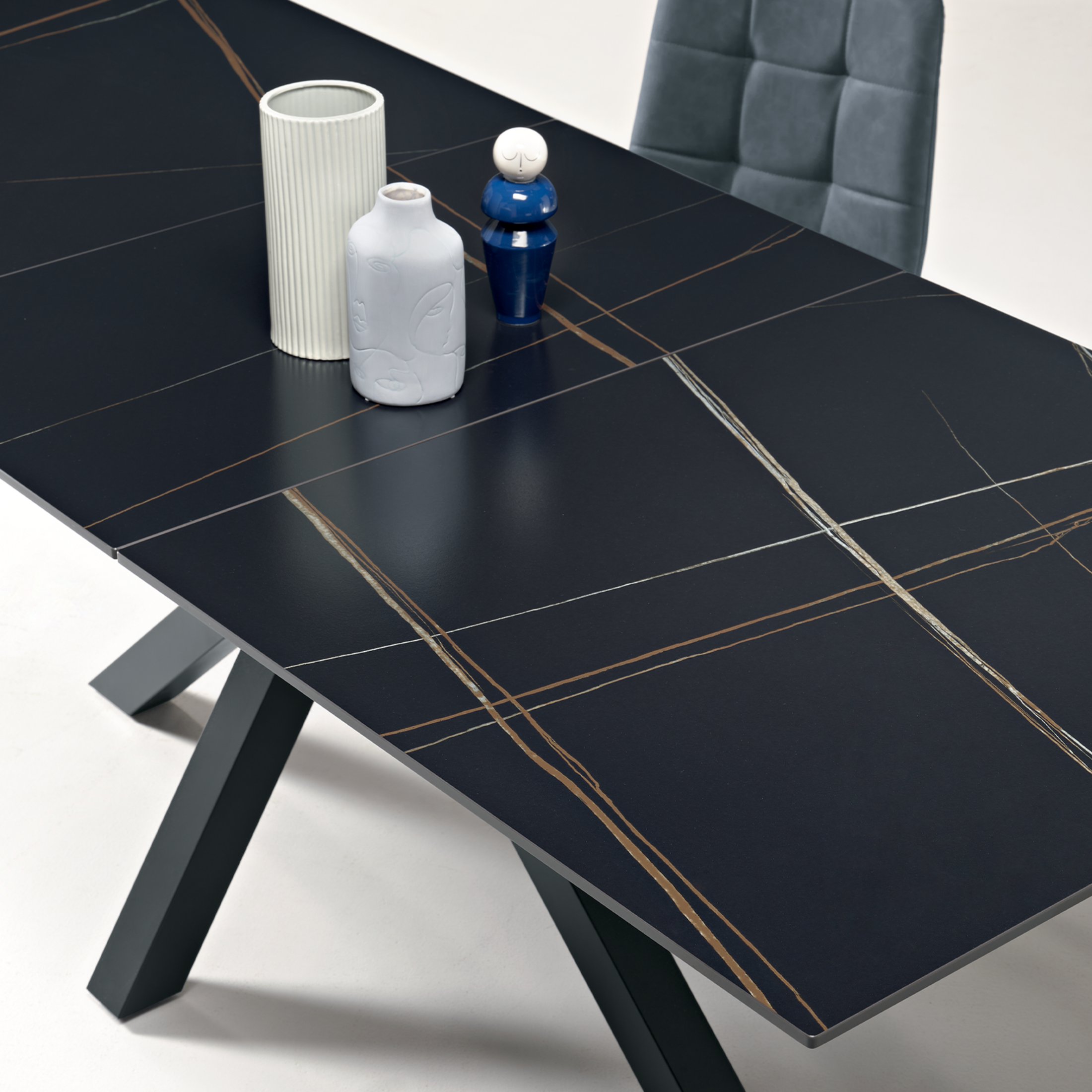 Extendable "Cody" marble-effect table with central extension, 180/240x100 cm, 76h