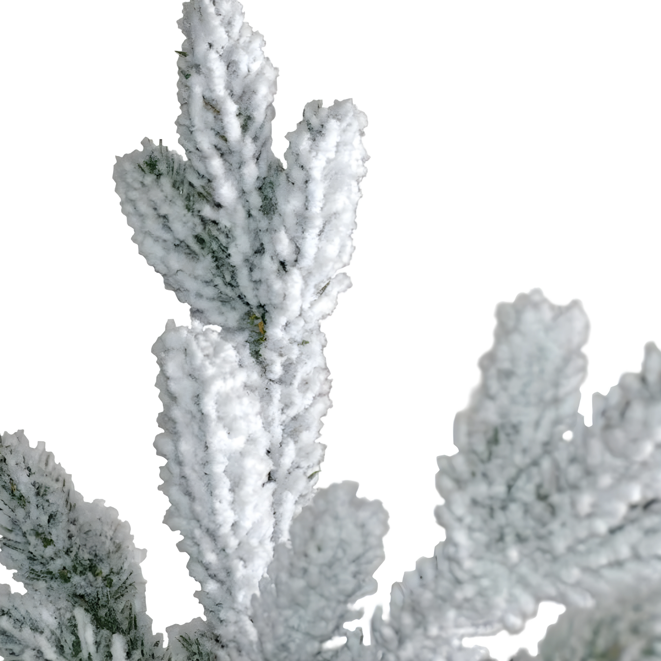 Slim modern snow-covered "Comet" Christmas tree in PE with Real Touch + Flock effect