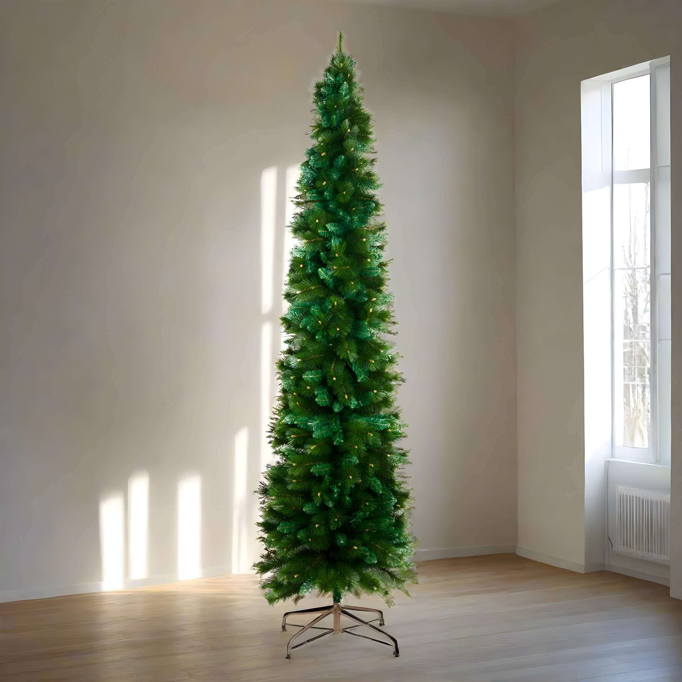 Slim modern Christmas tree "Copenhagen" in pine needle-effect PP and PVC