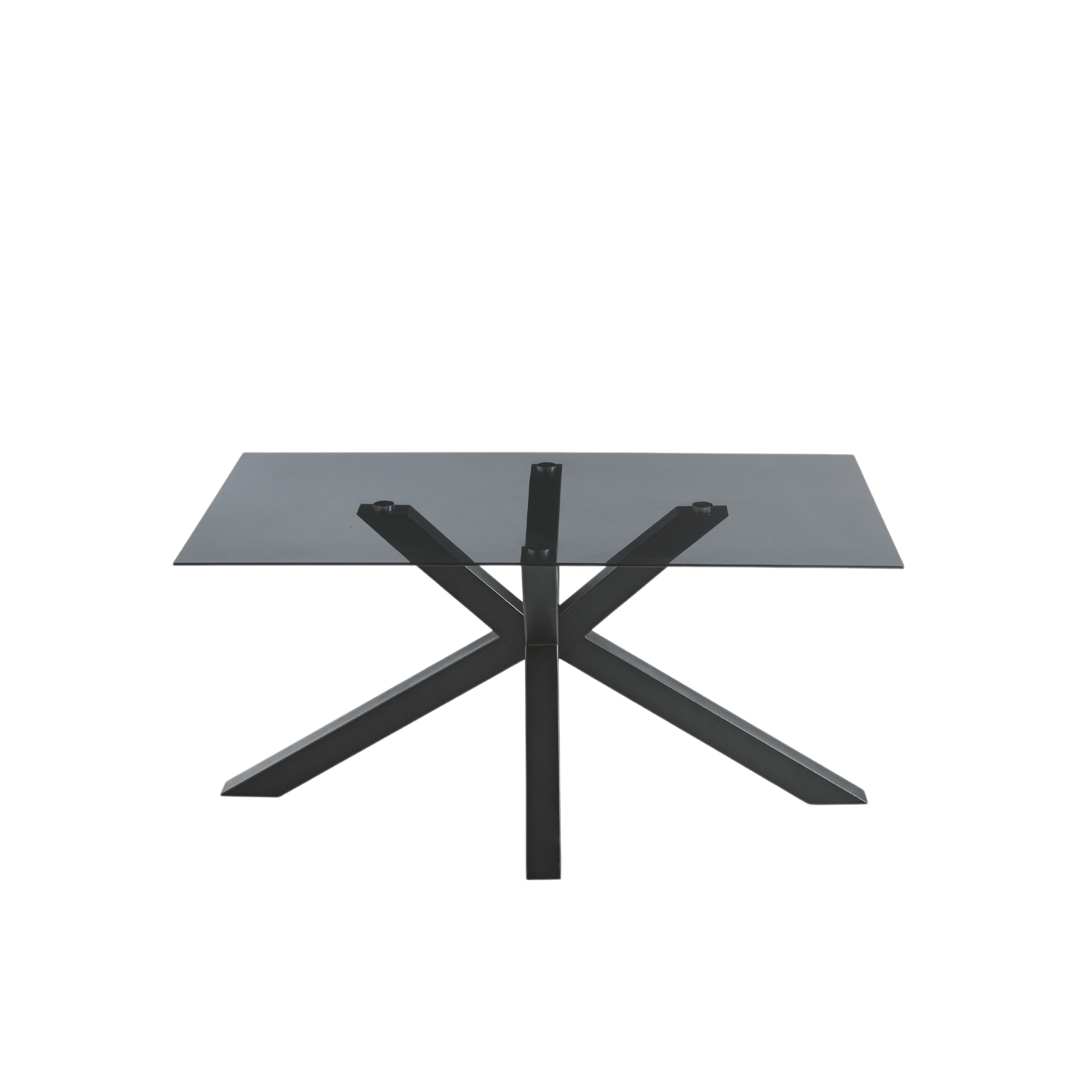 Fixed "Daky" table with glass top and metal base