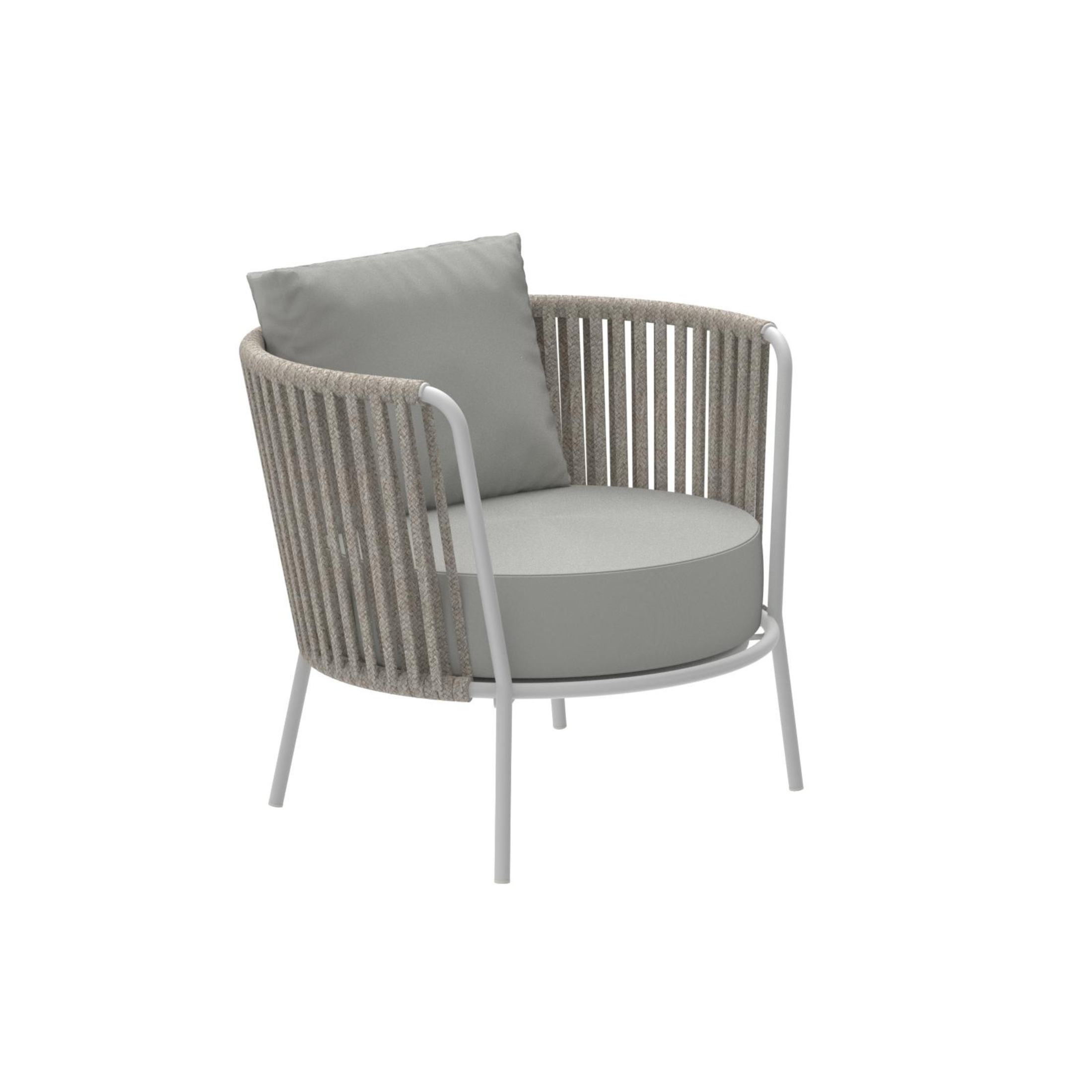 Low armchair in rope and stainless steel "Daisy Rope" garden lounge chair 74x74 cm 69h