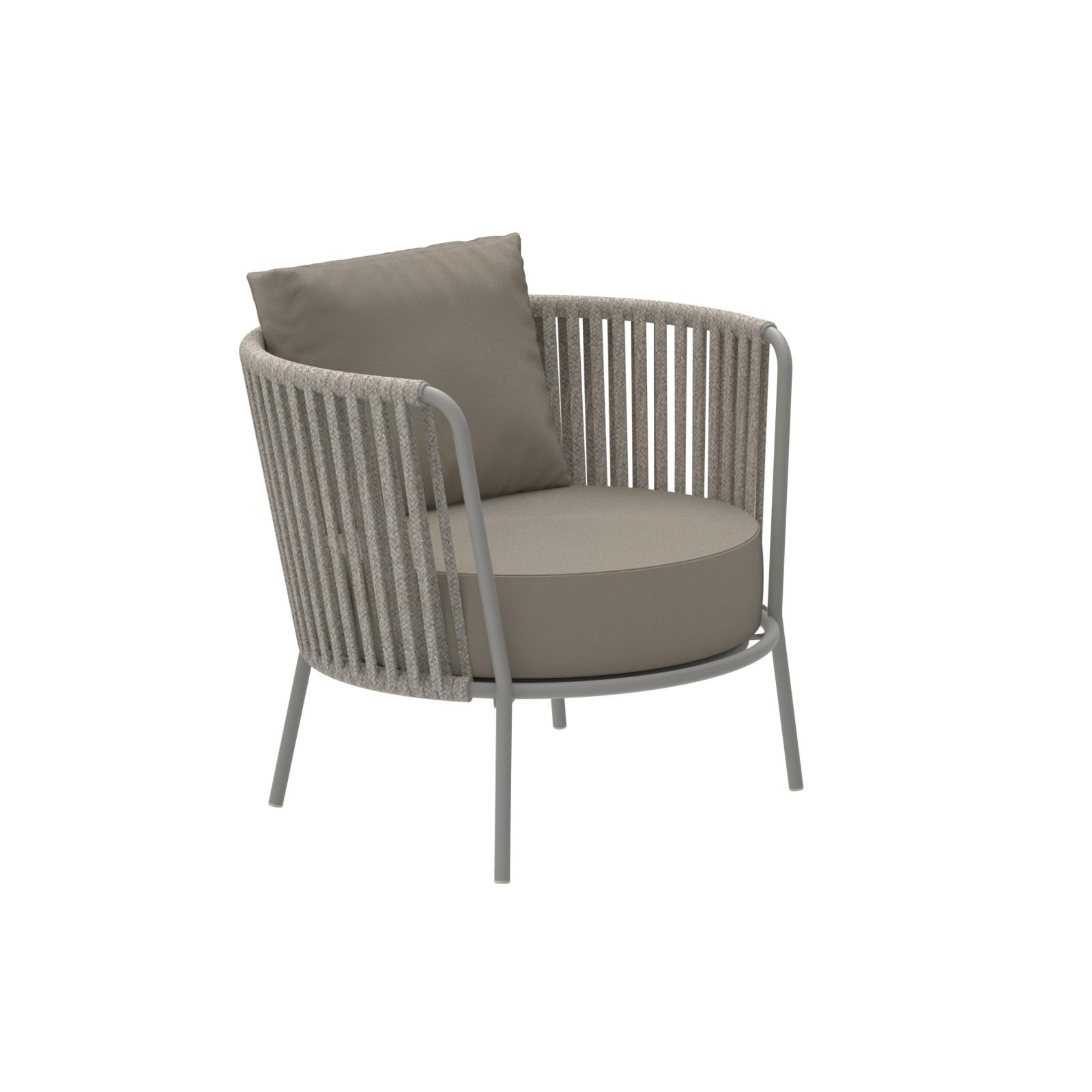 Low armchair in rope and stainless steel "Daisy Rope" garden lounge chair 74x74 cm 69h
