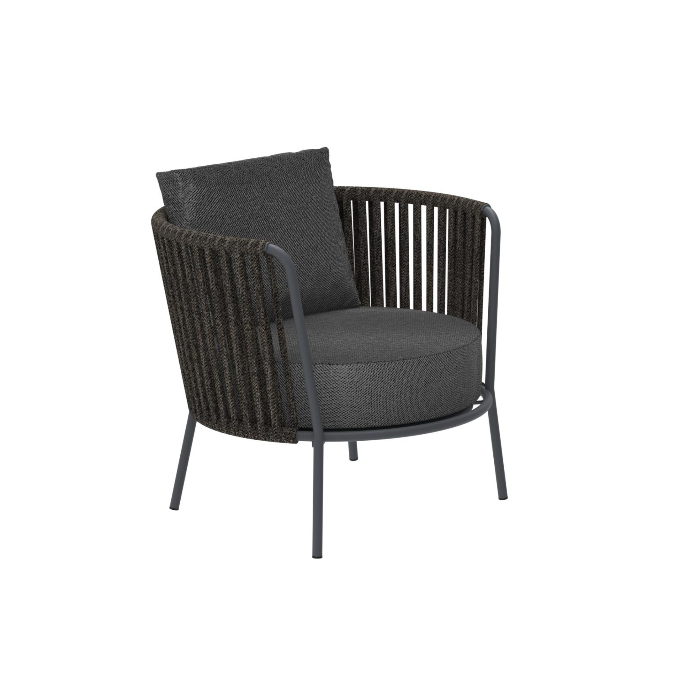 Low armchair in rope and stainless steel "Daisy Rope" garden lounge chair 74x74 cm 69h