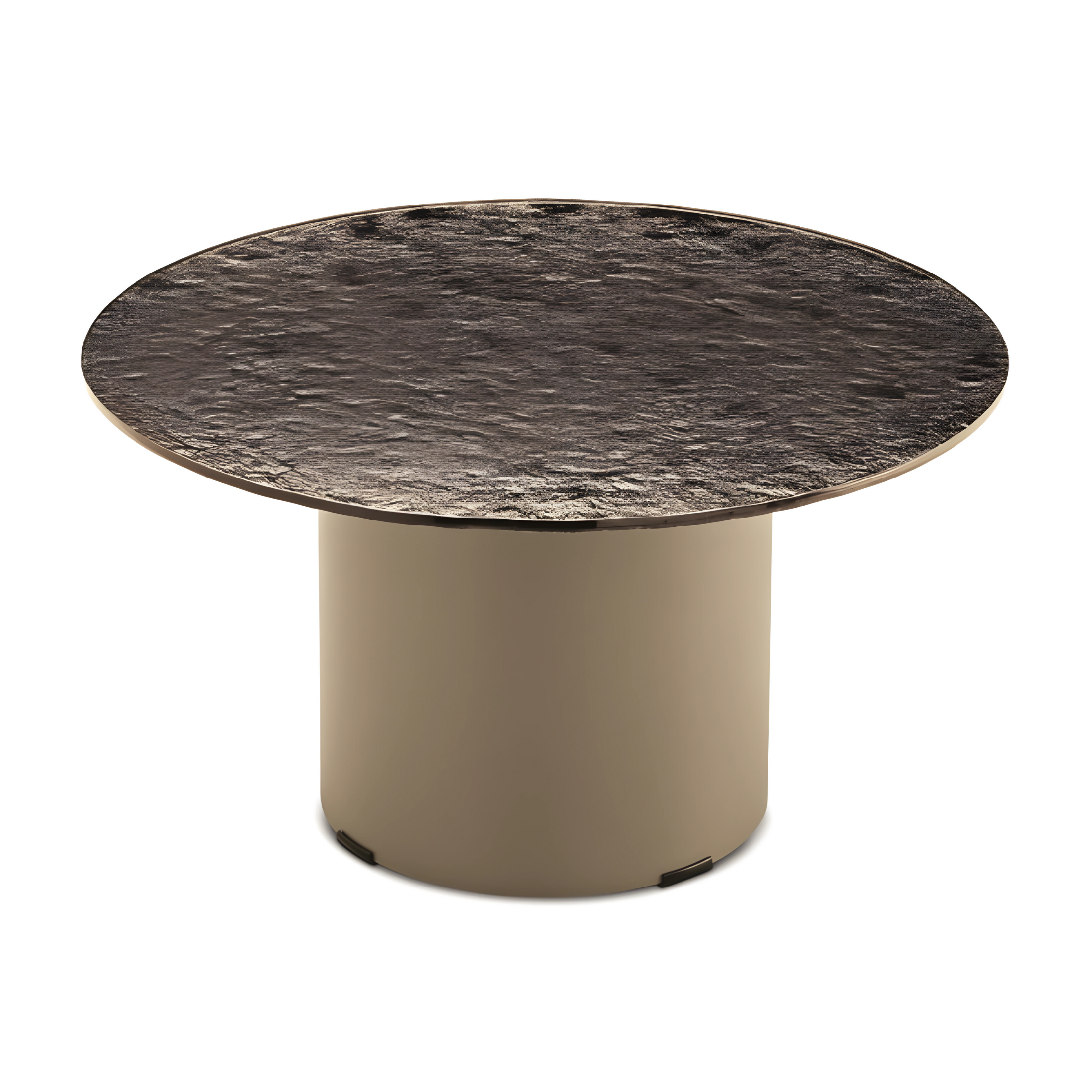 Round "Dixy" coffee table with metal base and glass top