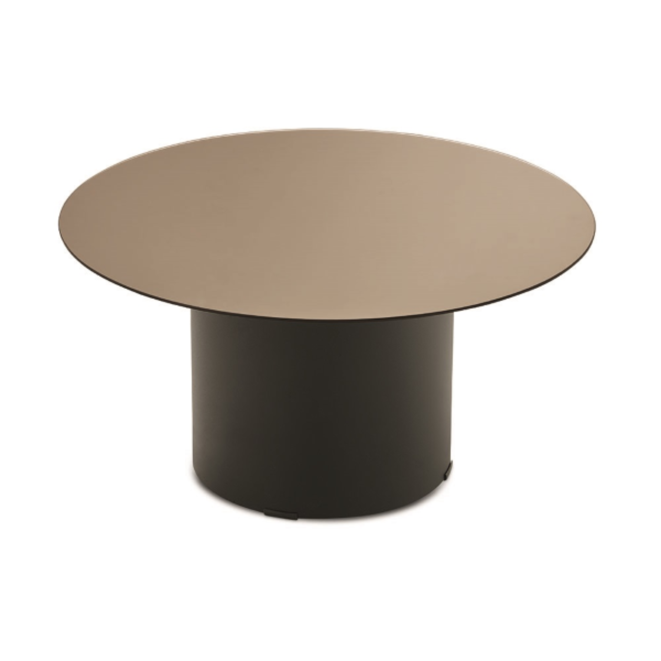 Round "Dixy" coffee table with metal base and glass top
