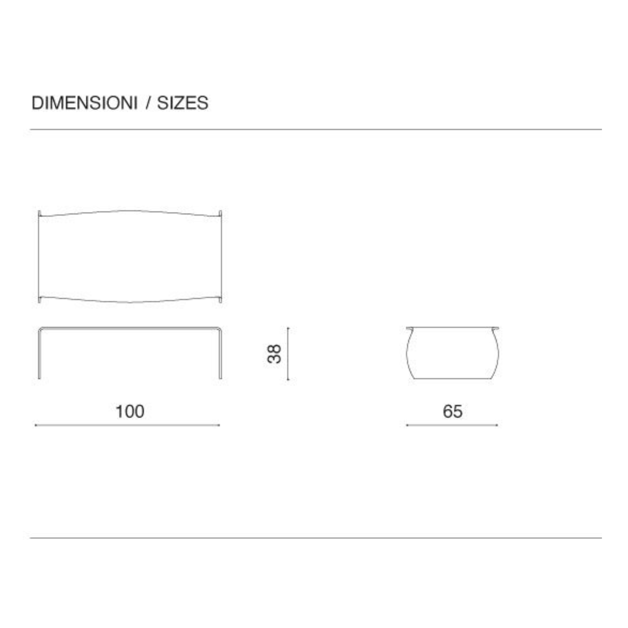 Mesa de centro Tiffany rectangular de cristal templado, 100x65 cm, 38 cm de alto.