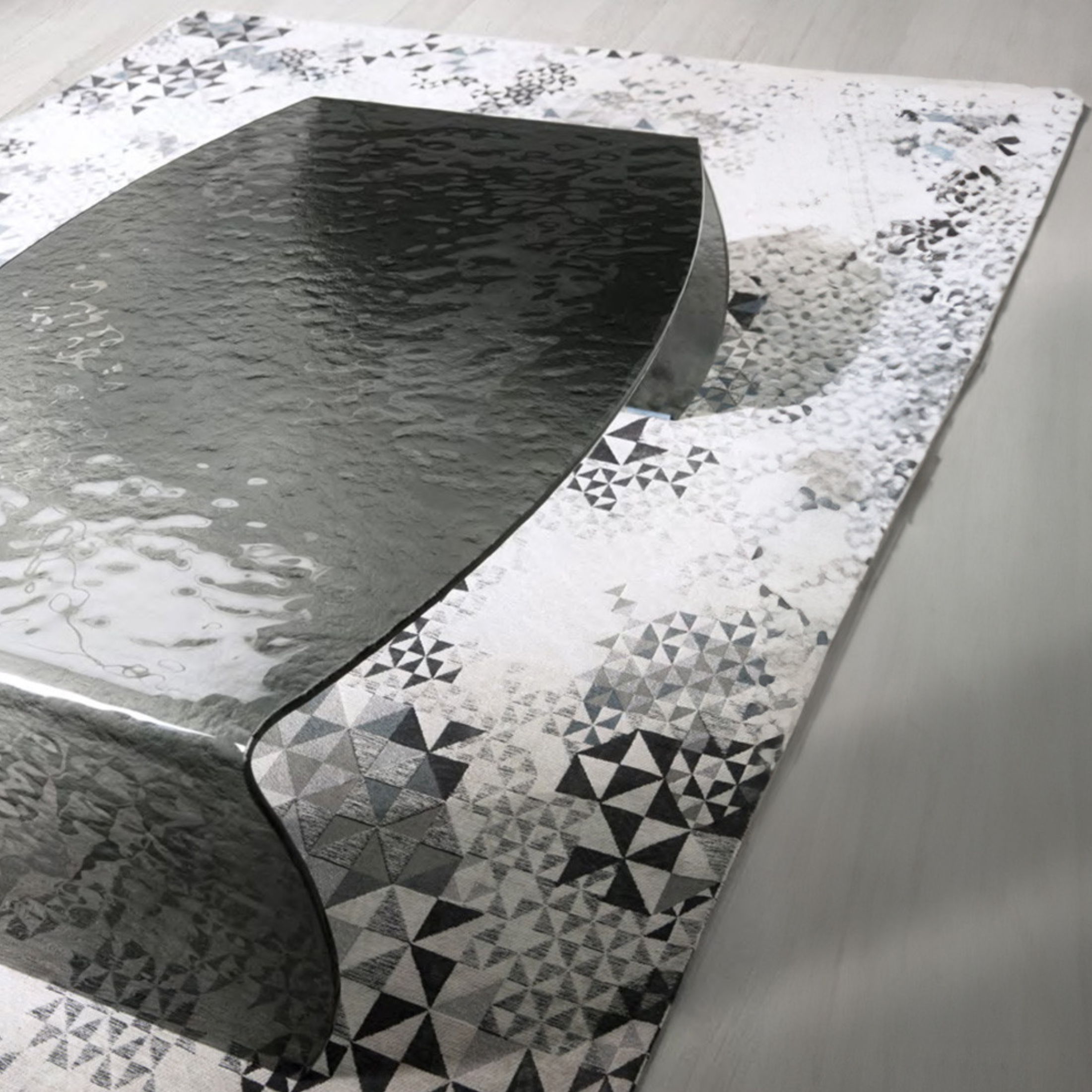 Mesa de centro Tiffany rectangular de cristal templado, 100x65 cm, 38 cm de alto.