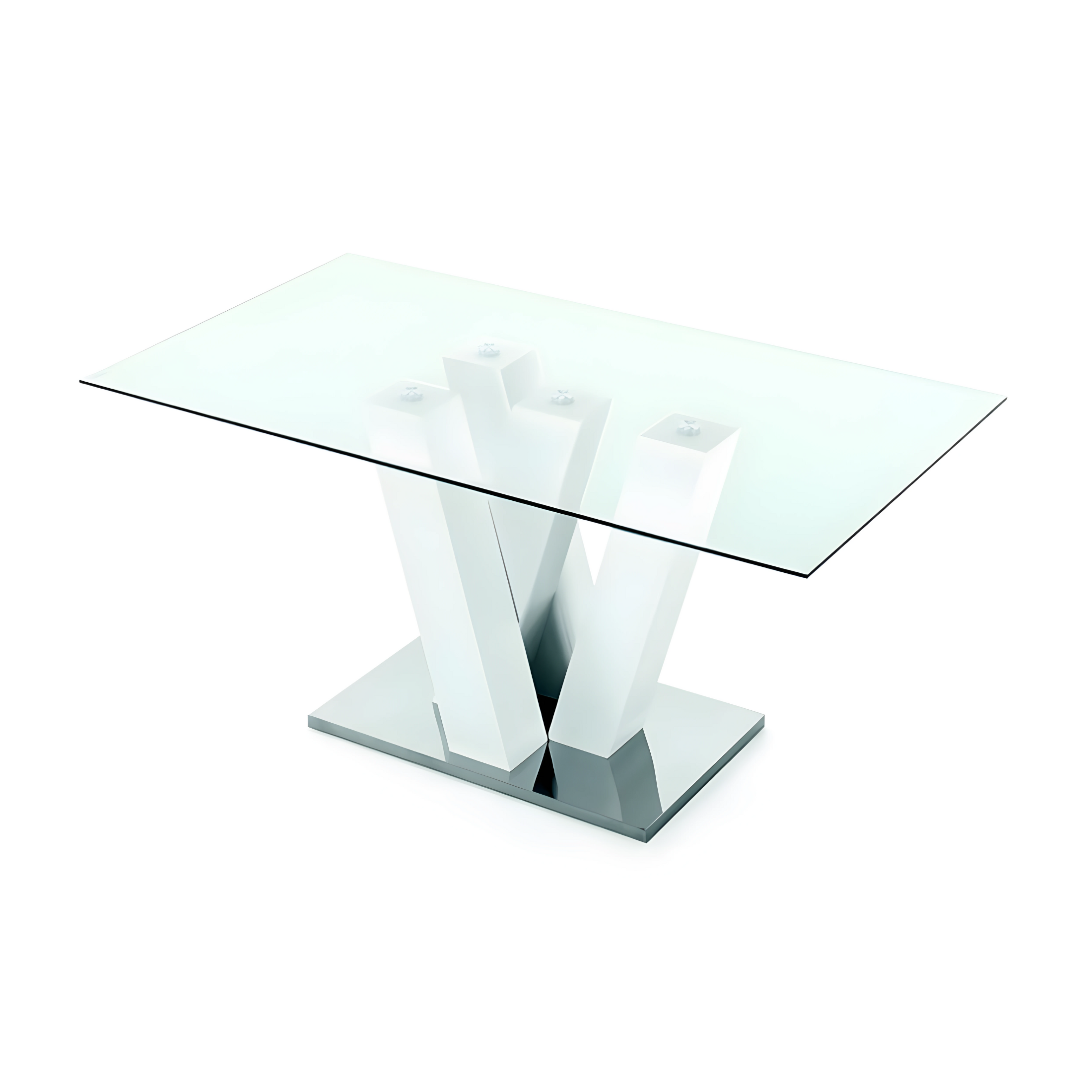 Fixed table with "Steel" glass top and metal support cm 90x160 77h