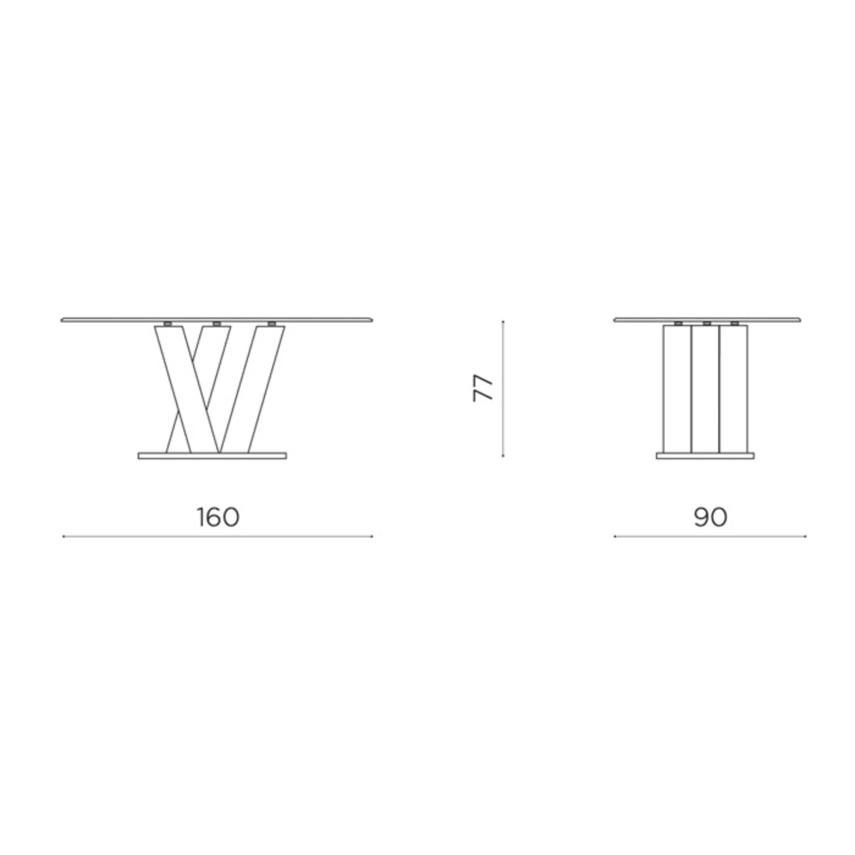 Tavolo fisso con piano in vetro "Steel" e appoggio in metallo cm 90x160 77h - MondoViro