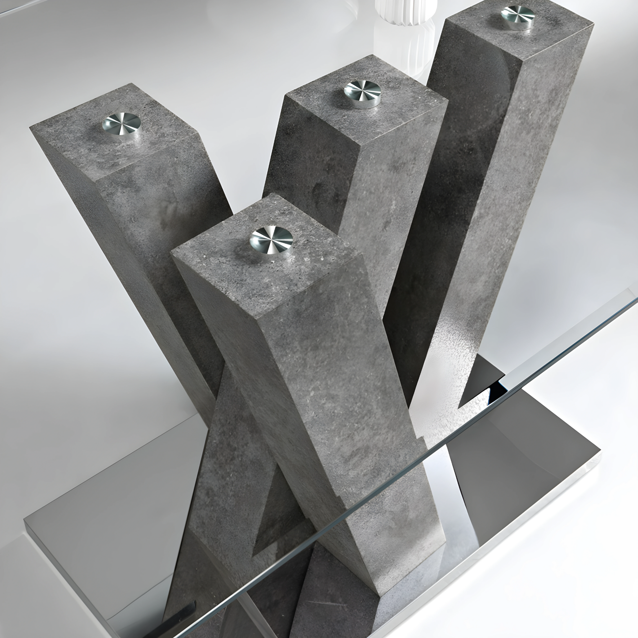 Fixed table with "Steel" glass top and metal support cm 90x160 77h