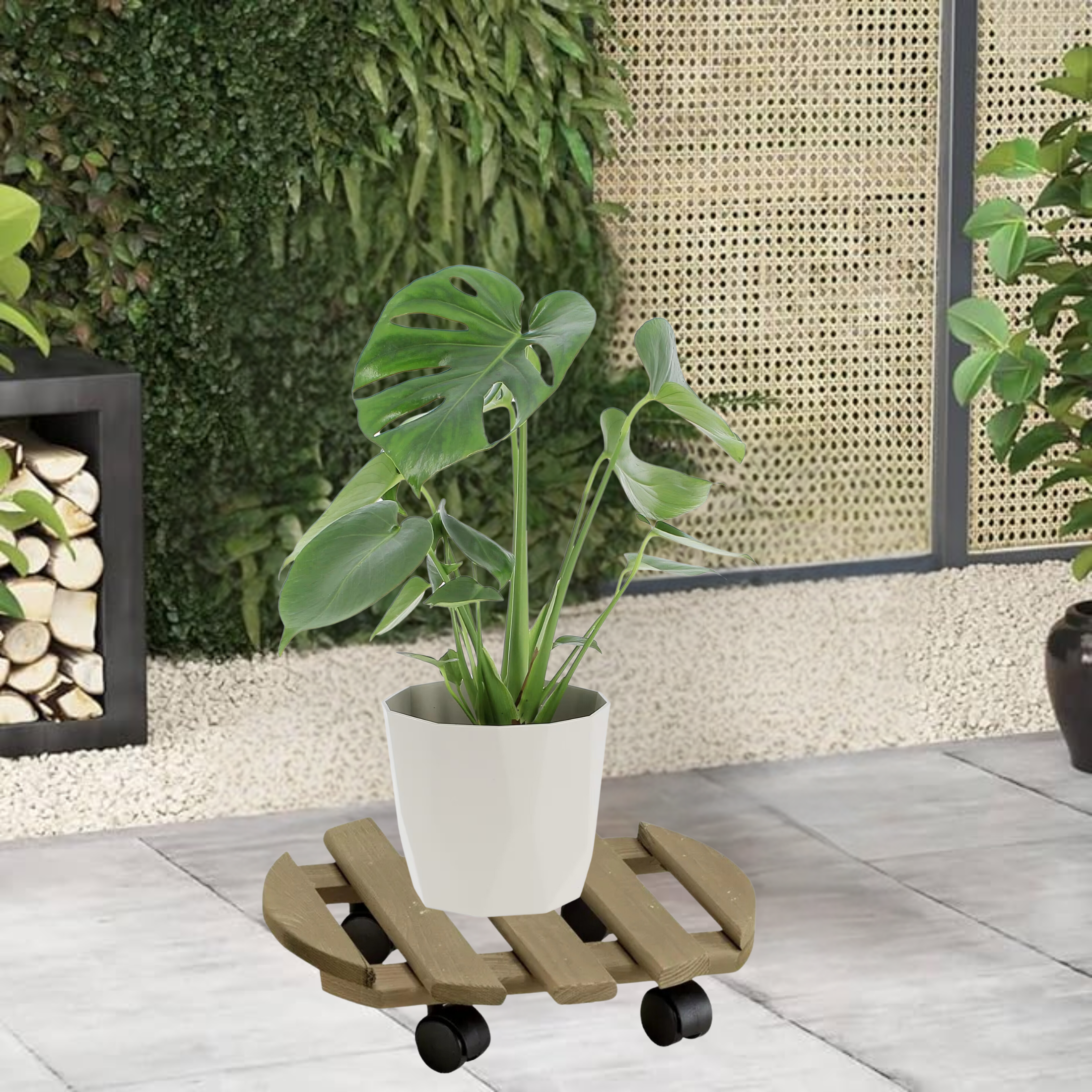 Videl TS Ø35 cm round "Elba" planter trolley with wheels