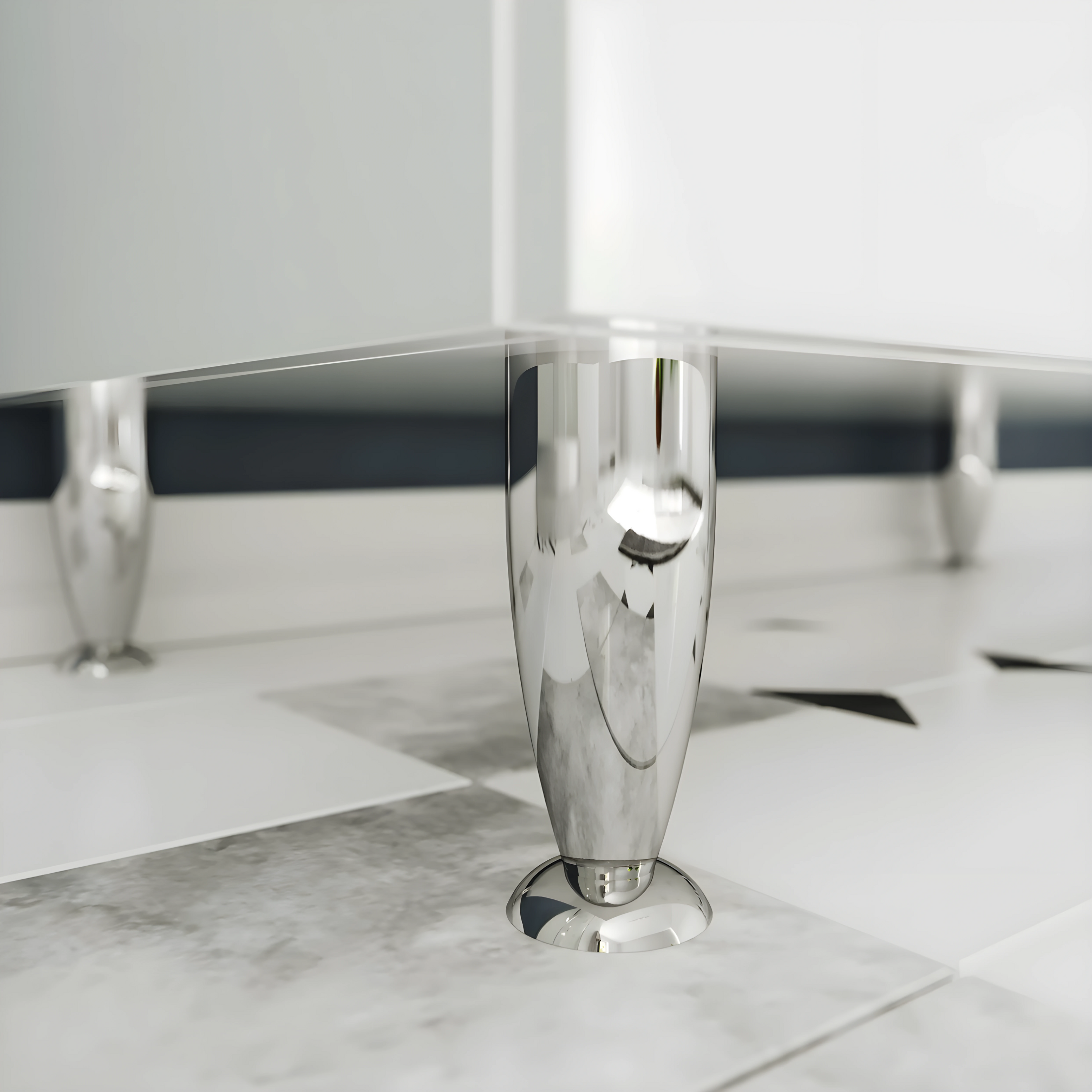 "Elendir" bathroom cabinet with integrated ceramic sink, handles and chrome feet