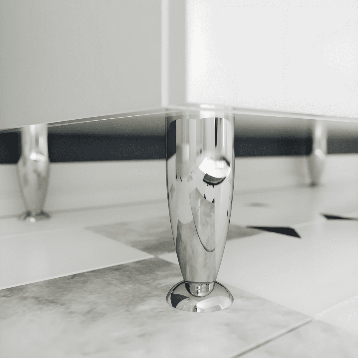 Mobile da bagno "Elendir" con lavabo in ceramica integrato maniglie piedini cromati - MondoViro