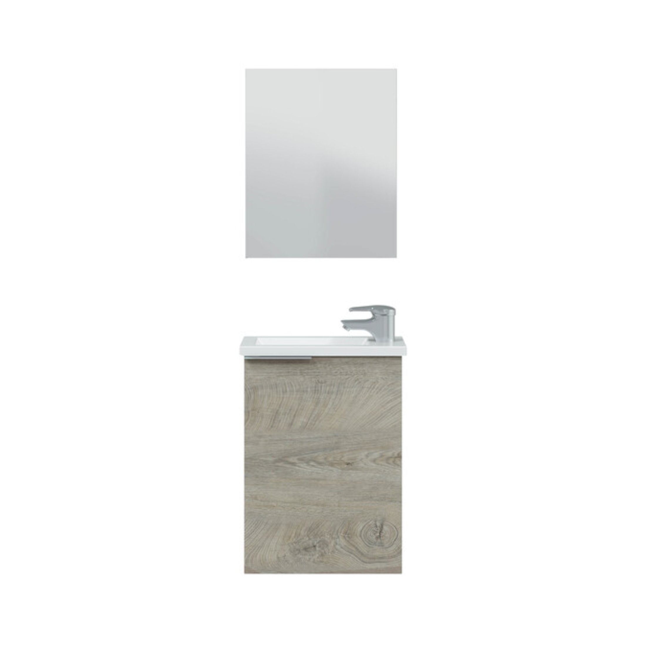 "Elvan" single-door wall-hung bathroom vanity unit with resin sink