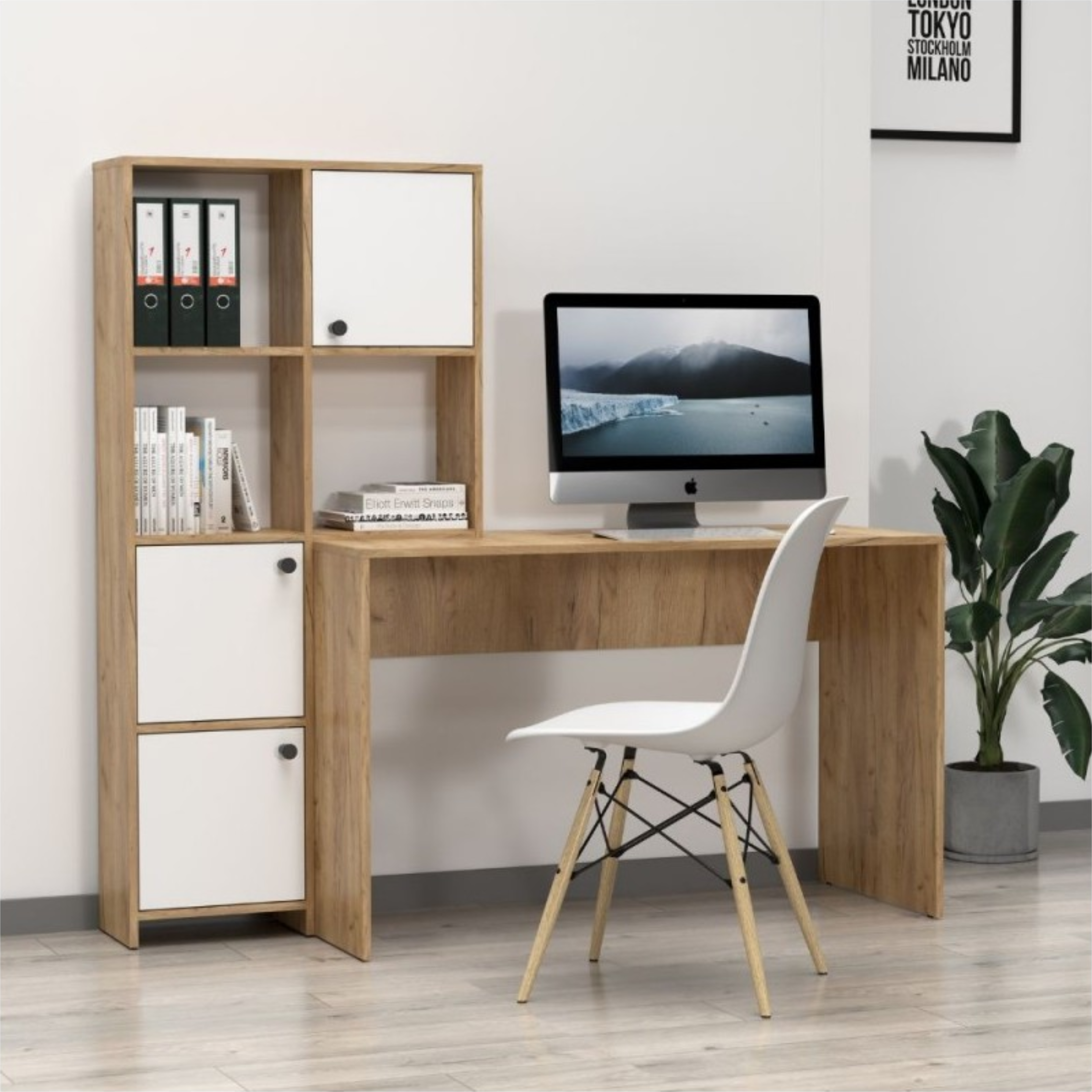 "Eternal" modern desk with versatile bookcase, 156x55 cm, 71h