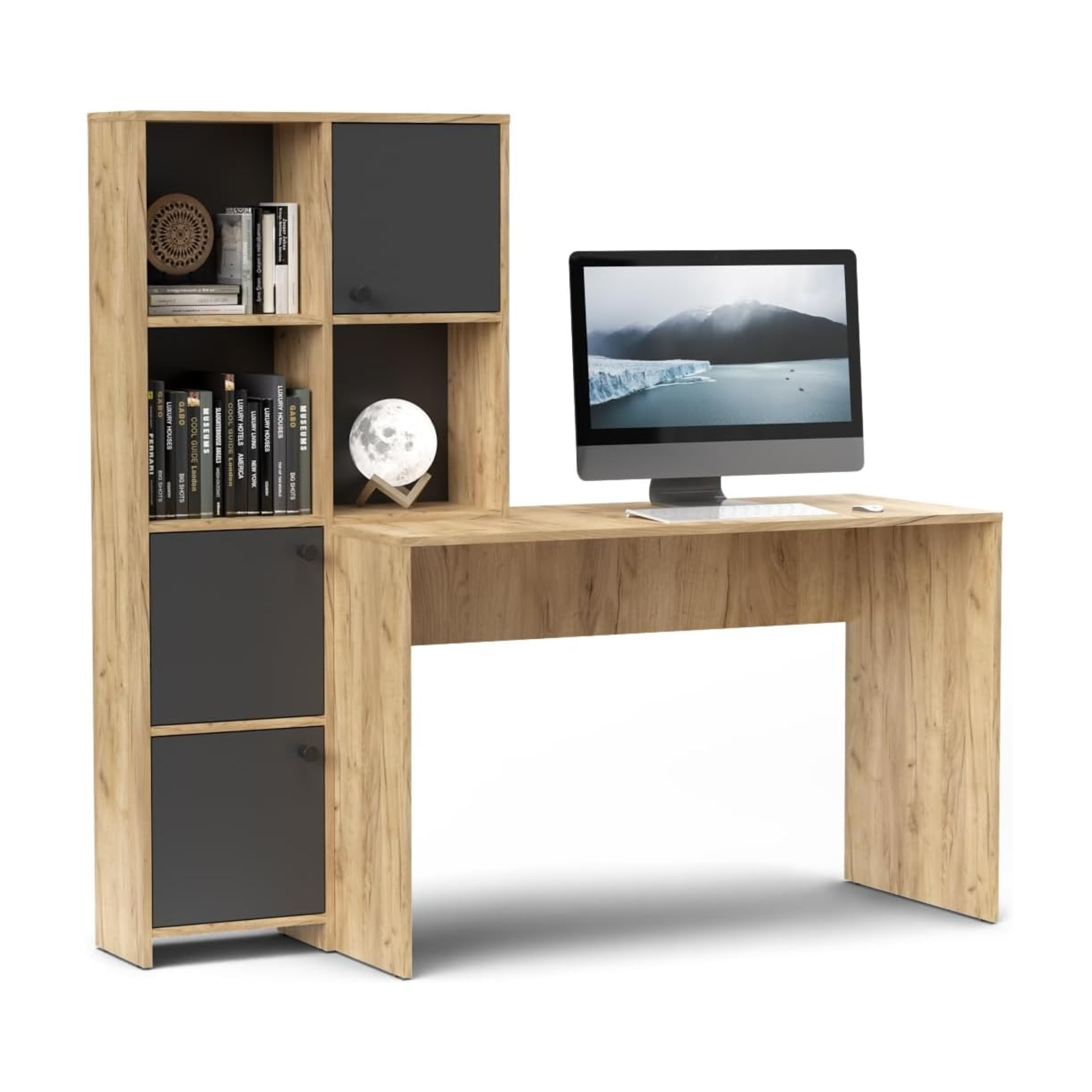 "Eternal" modern desk with versatile bookcase, 156x55 cm, 71h