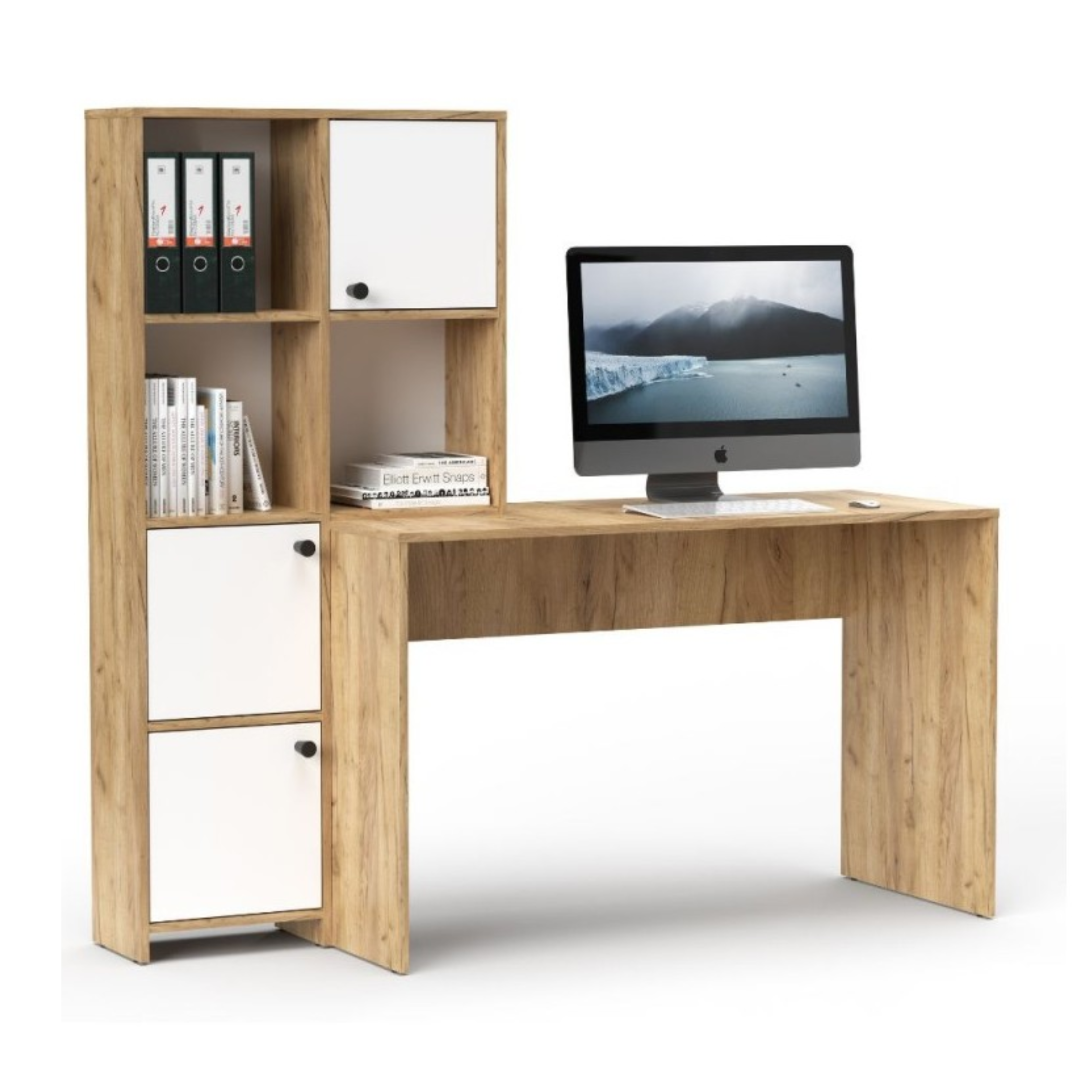 "Eternal" modern desk with versatile bookcase, 156x55 cm, 71h