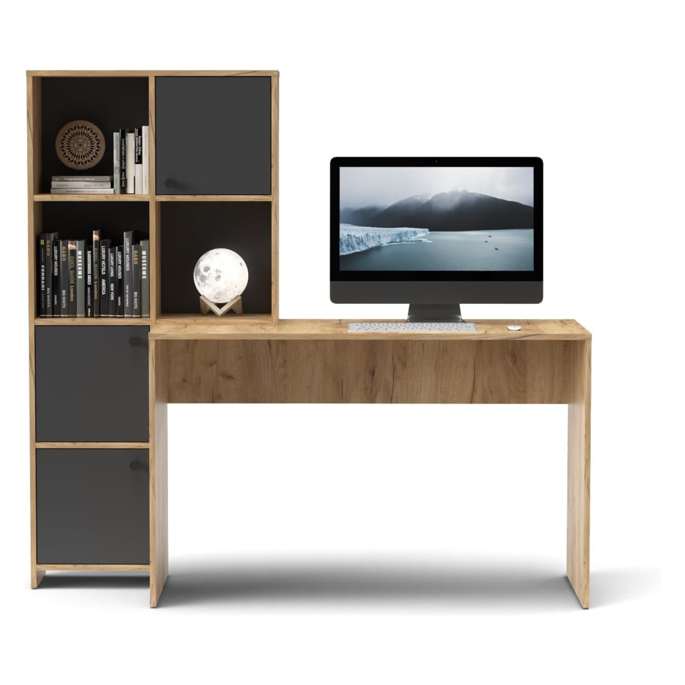 "Eternal" modern desk with versatile bookcase, 156x55 cm, 71h
