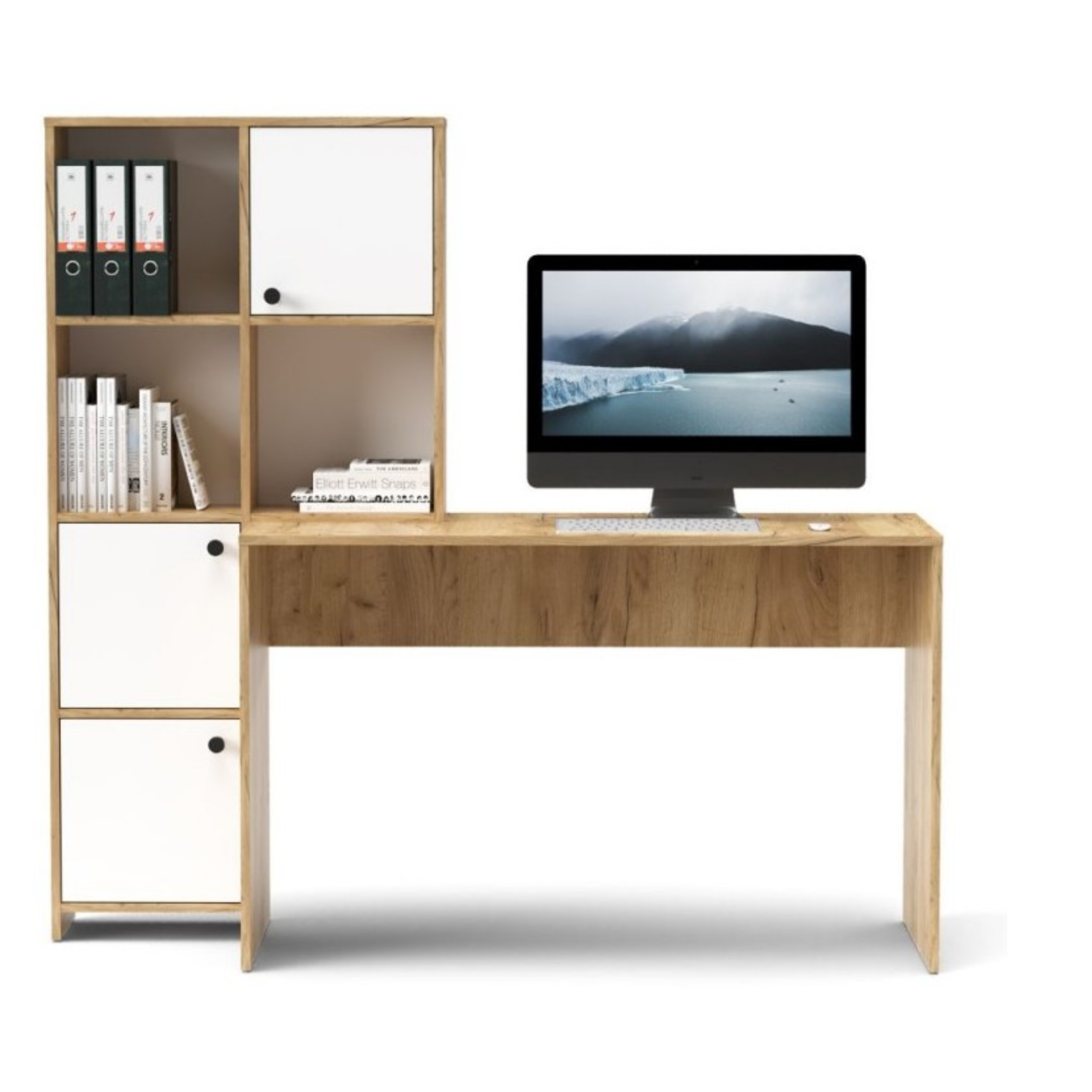 "Eternal" modern desk with versatile bookcase, 156x55 cm, 71h