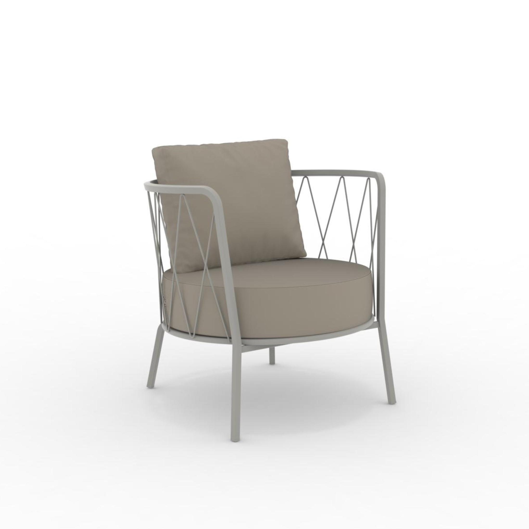 Low armchair in galvanized metal "Daisy12" garden lounge chair 73x73 cm 71h