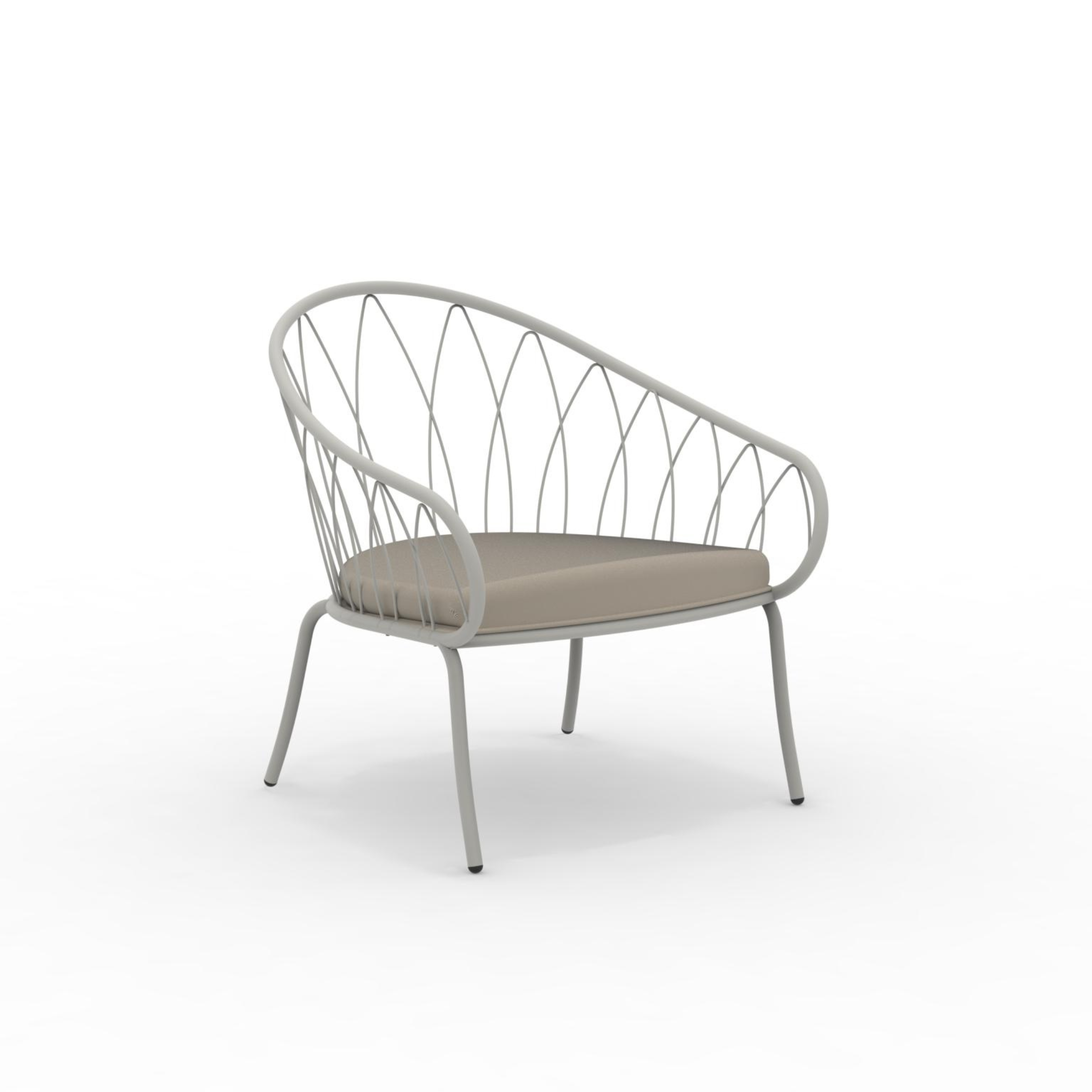 Low metal garden armchair "Flora" stackable lounge chair 75x75 cm 75h