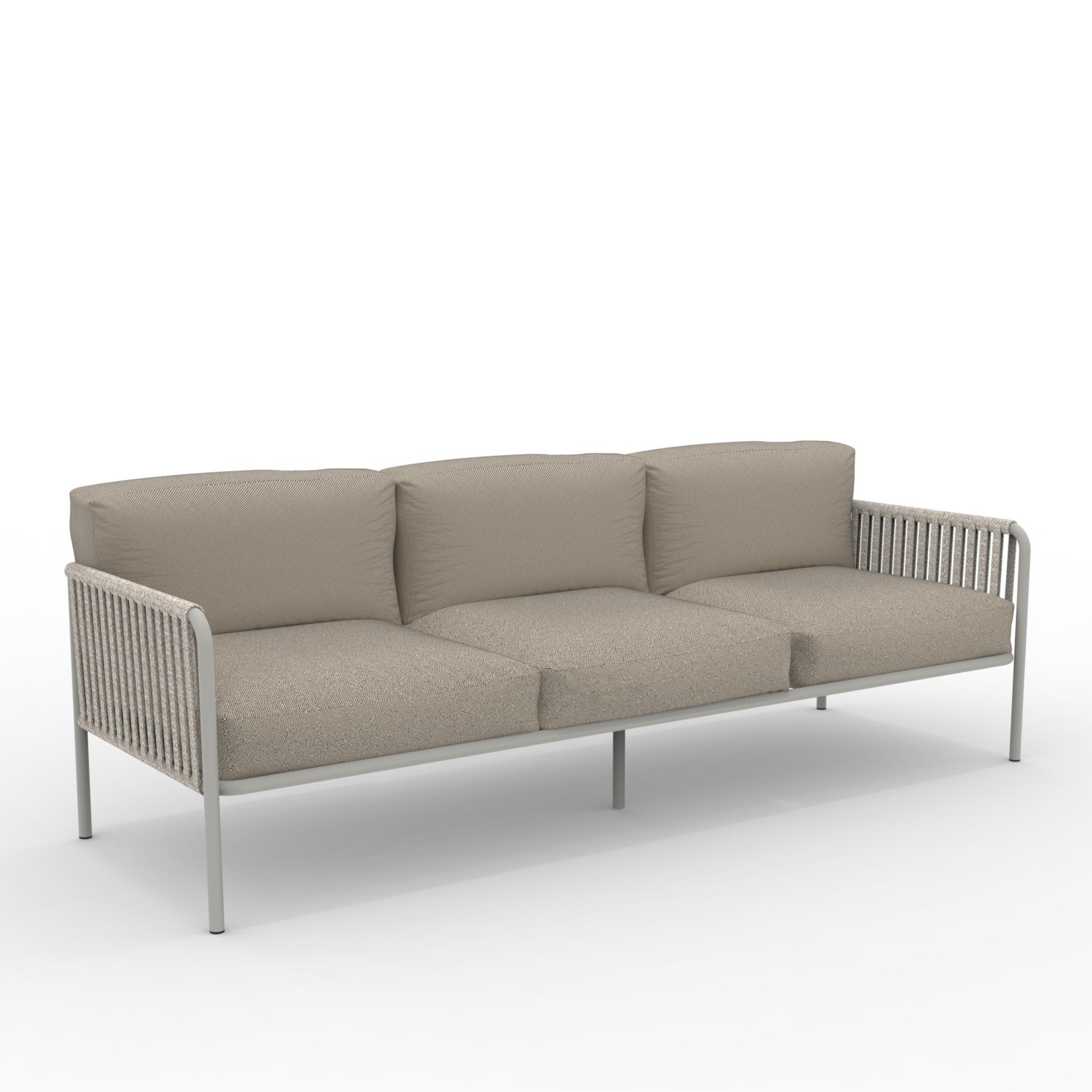 3-seater sofa with rope backrest "Key West3" with cushions cm 240x83 78h