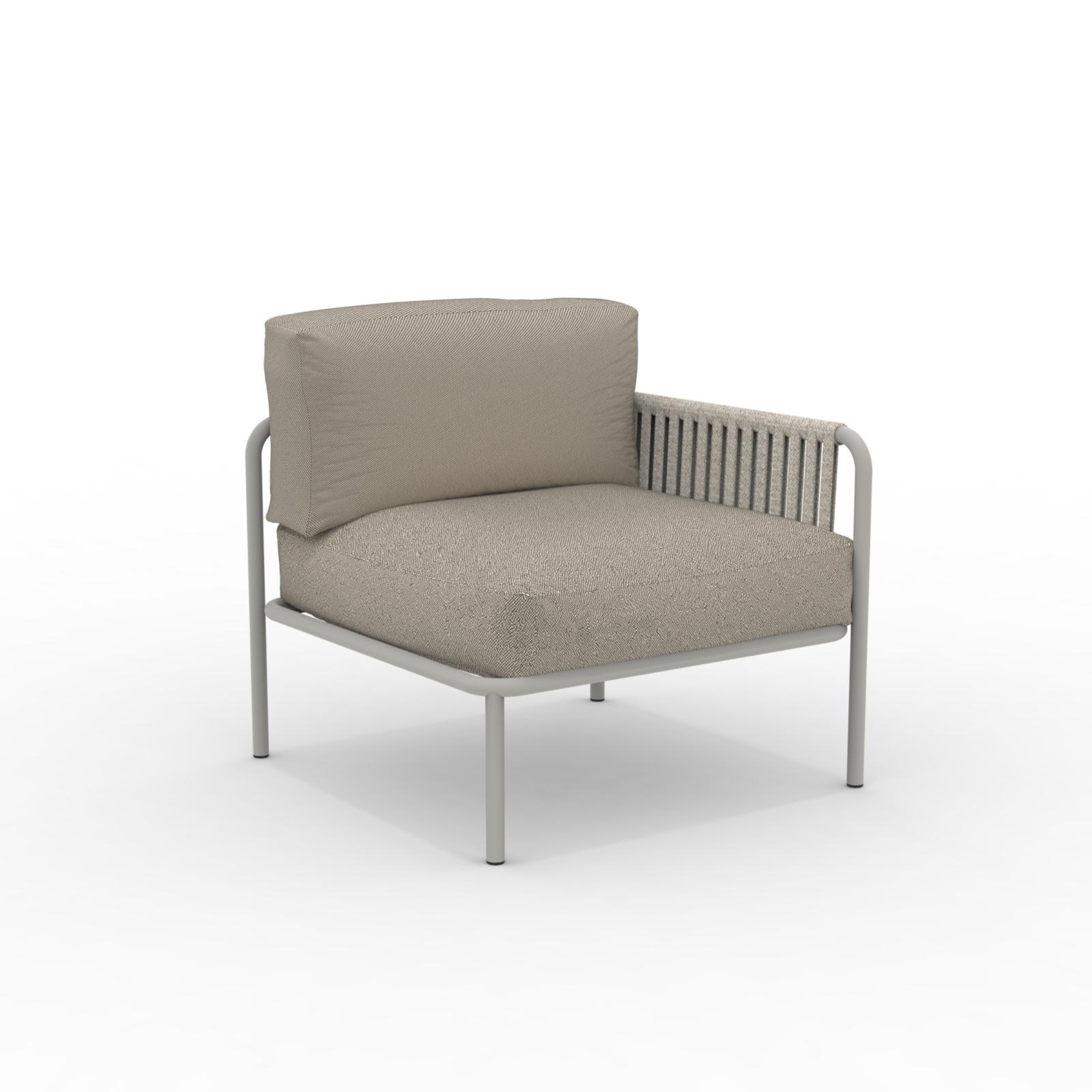 Corner sofa module with "Key West" rope backrest and cushions 80x80 cm 64h