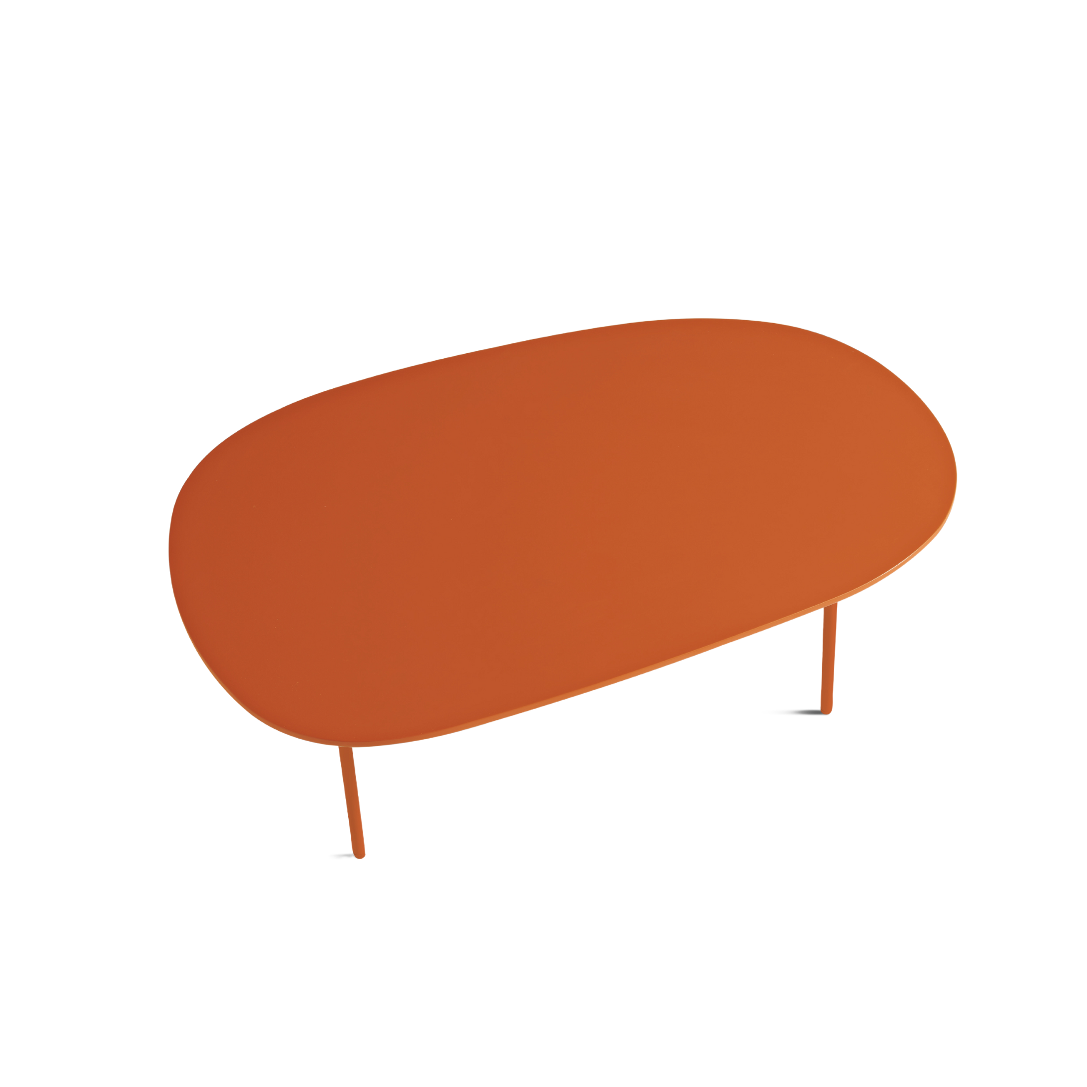 Modern "Flex" coffee table with shaped top and metal legs