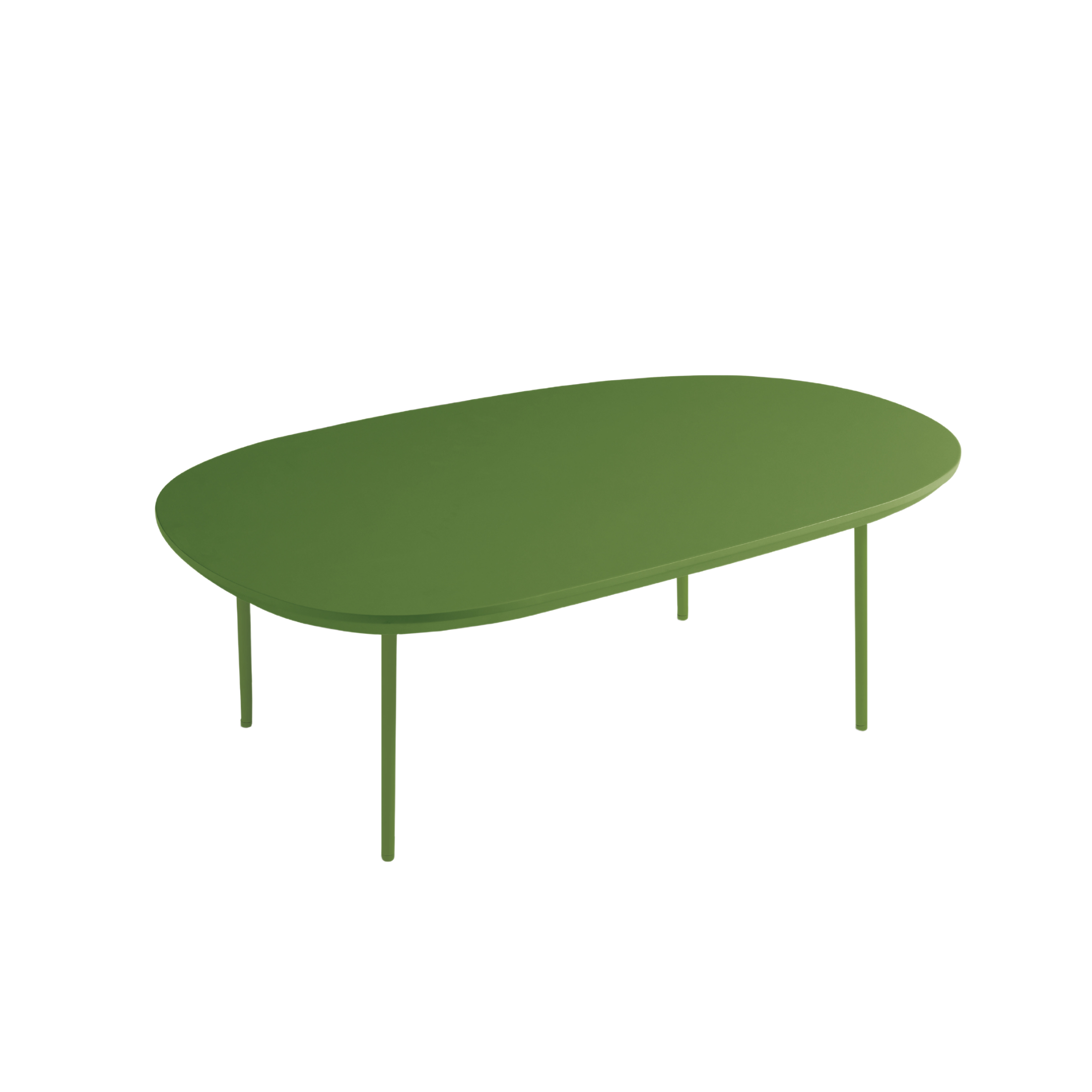 Modern "Flex" coffee table with shaped top and metal legs