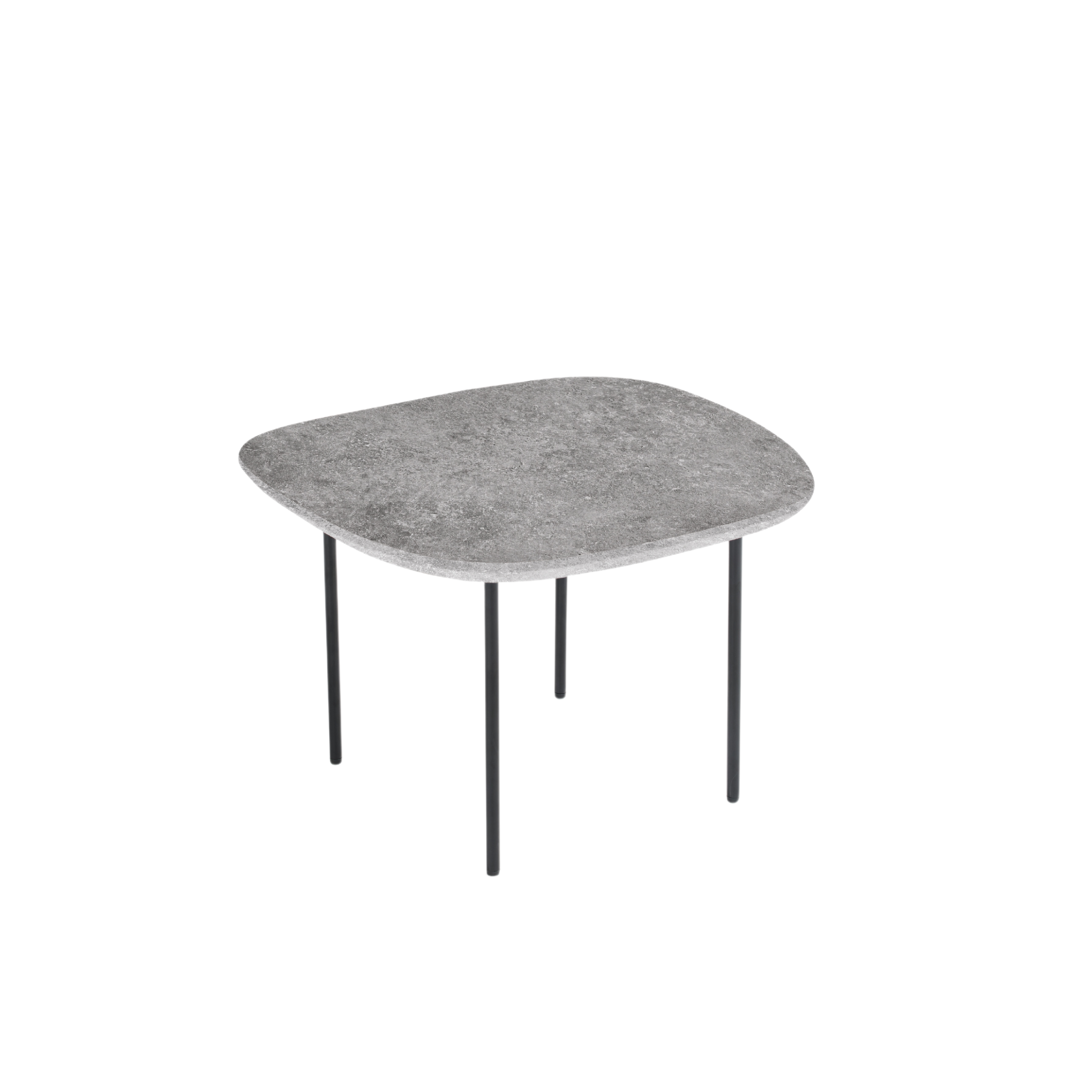 Modern "Flex" coffee table with shaped top and metal legs