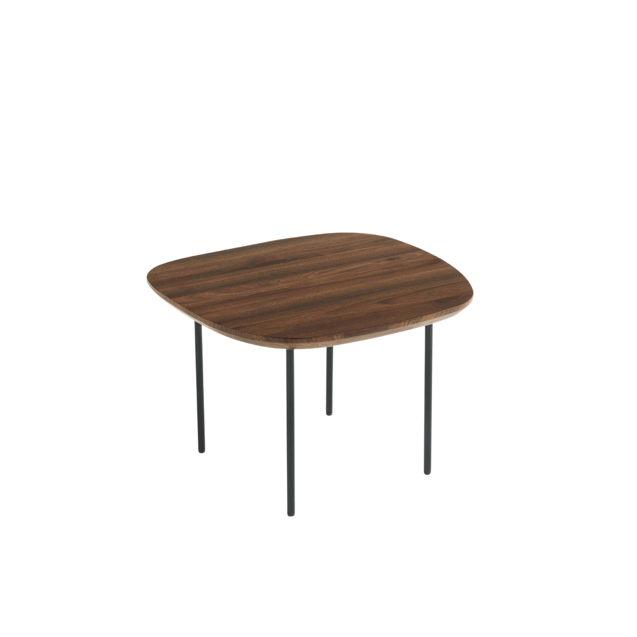 Modern "Flex" coffee table with shaped top and metal legs