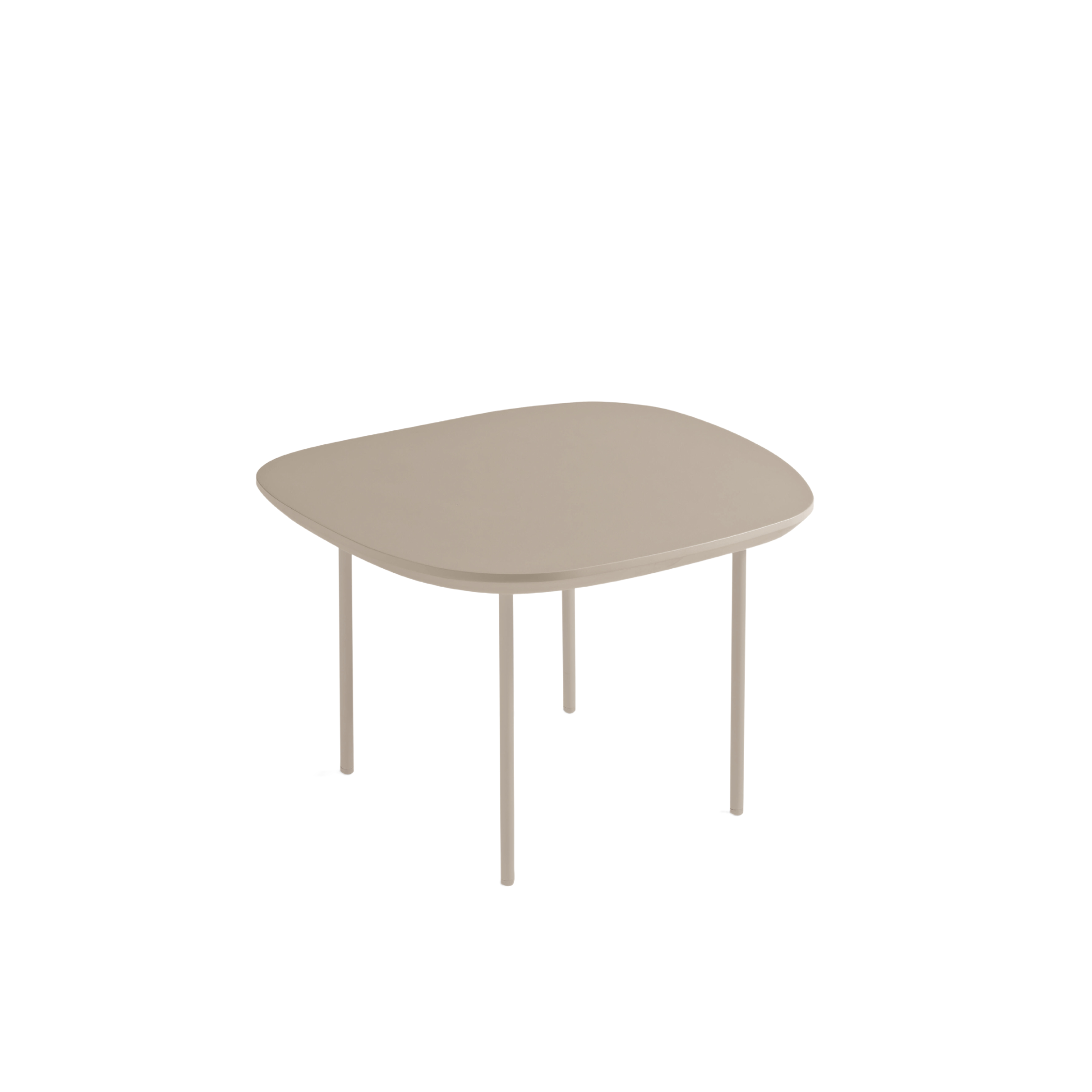 Modern "Flex" coffee table with shaped top and metal legs